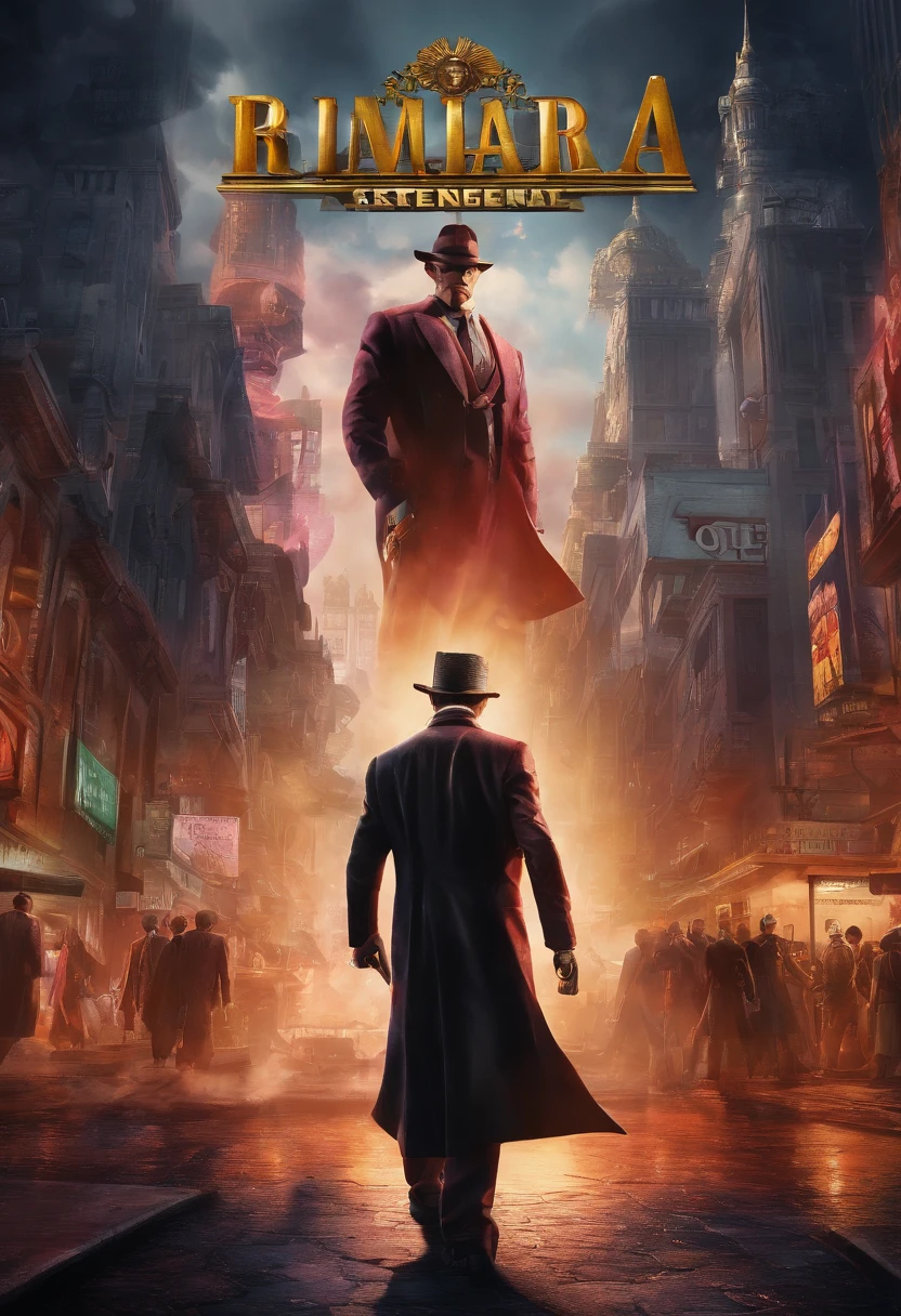 Kefka Palazzo, don, mafia game advertisement, oil painting, dark and intense atmosphere, vibrant colors, dramatic lighting, detailed cityscape, imposing architecture, suited men, menacing shadows, intense facial expressions, 1920s fashion, smoke-filled room, flickering neon signs, ornate decorations, raining streets, city skyline, luxury cars, secret meetings, hidden agendas, intense gameplay, immersive storytelling, suspenseful plot twists, psychological warfare, power struggles, loyalty and betrayal, underworld empire, atmospheric soundtrack. (best quality, 4k, highres, masterpiece:1.2), ultra-detailed, (photo-realistic:1.37), portraits, dark, crime, thriller, mafia, noir, vintage, atmospheric, storytelling, intense gameplay, vibrant colors, dramatic lighting, imposing architecture, intense facial expressions, hidden agendas, power struggles.