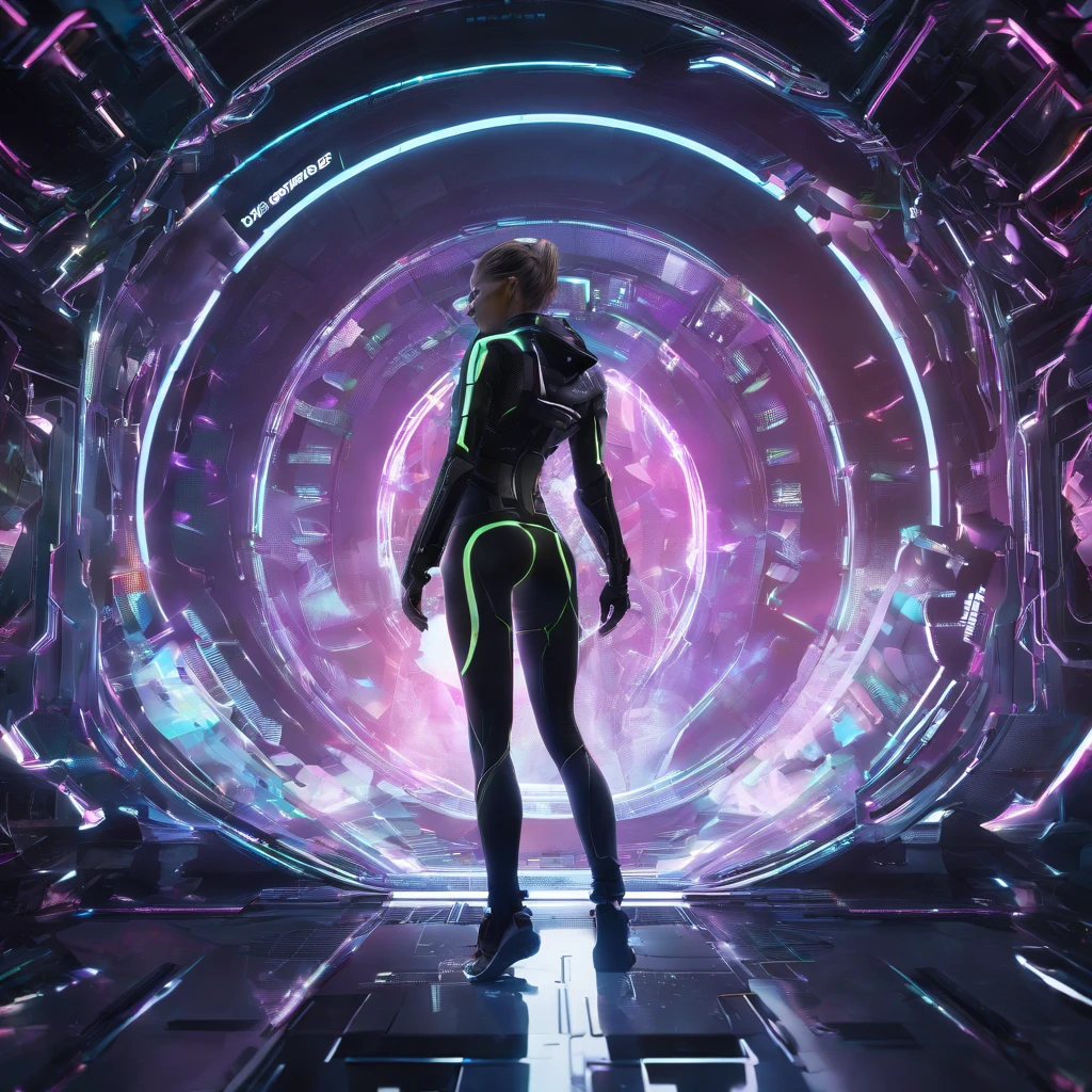 ((Best quality)), ((masterpiece)), (highly detailed:1.3), 3D,rfktr_technotrex, beautiful cyberpunk woman with voluminous hair,(wearing head-mounted display that is chunky and hi-tech:1.2),hacking a computer terminal, computer servers, LCD screens, fiber optic cables, corporate logos (High Dynamic Range),Ray Tracing, NVIDIA RTX, Super-Resolution,Unreal 5,Subsurface scattering Texturing, Post-processing, Anisotropic Filtering,Depth-of-field,Maximum clarity and sharpness,Multi-layered textures, Albedo and Specular maps, Surface shading, Accurate simulation of light-material interaction, Perfect proportions, Octane Render,Two-tone lighting, Low ISO, White balance, Rule of Thirds, Wide aperature,8K RAW, Efficient Sub-Pixel,sub-pixel convolution, luminescent particles, light scattering, Tyndall effect