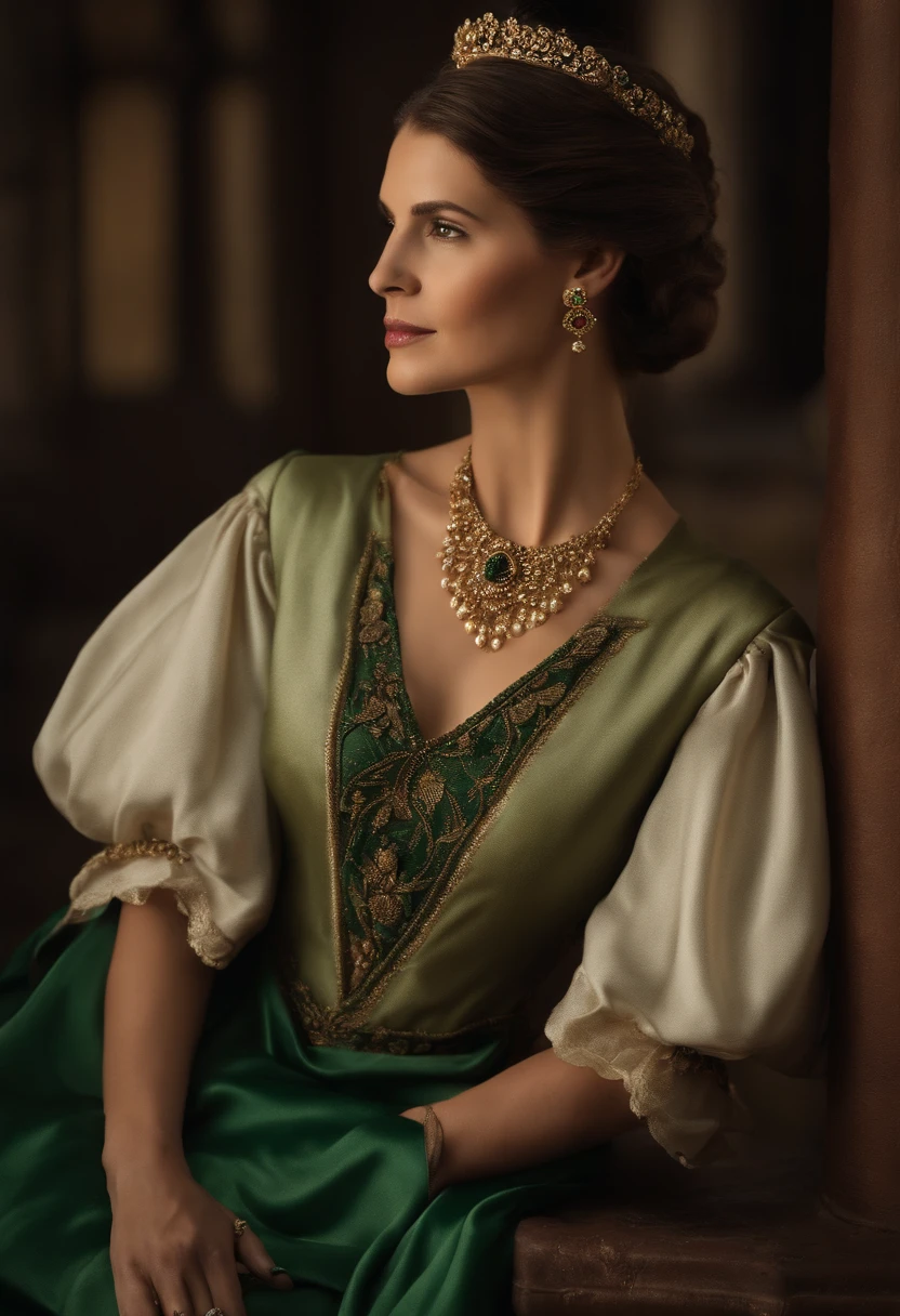 (((uma ferida avermelhada profunda atravessa sua bochecha esquerda))) tez justa, mulher em torno de 80 anos, olhos verdes distintos, vestindo kohl, slender and graceful, Beautiful, luz de velas em um ambiente urbano, Ultra sharp focus, tiro realista, roupas femininas medievais, cores tetradicas (cicatriz:1.4)