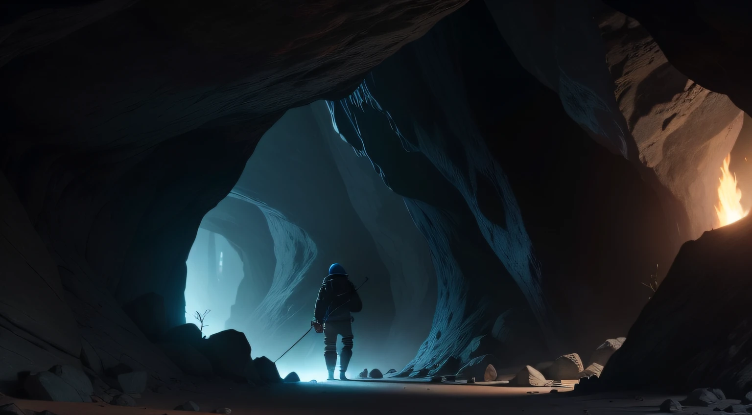 lighter,Pitch-black cave,game footage