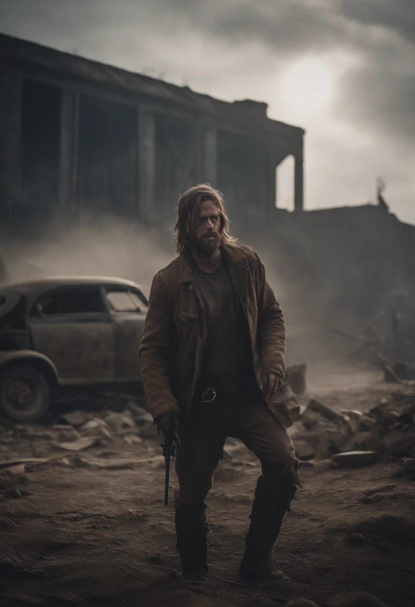 Zombie in a post apocalyptic wasteland