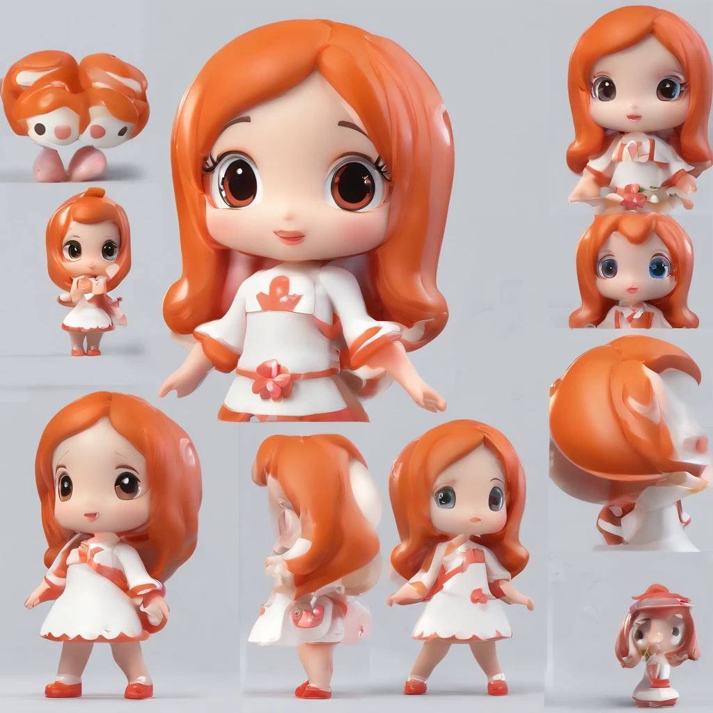 super cute girl IP by pop mart, Bright eyes, cherub,Little white dress, Clay, Models, a blind box toy, Glossy and delicate,Clean background, Good gloss, 3D rendering of,Best quality