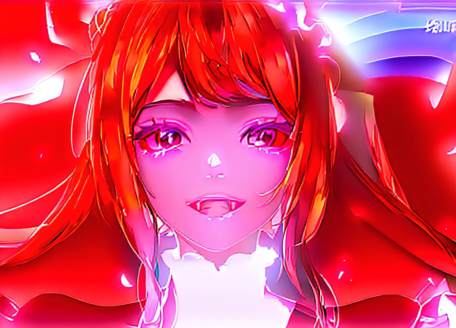 Anime girl with red eyes and hair bow, demon anime girl, with glowing red eyes, with red glowing eyes, gothic maiden anime girl, luminous red eyes, Glowing red eyes, Stunning anime face portrait, with red eyes, Detailed digital anime art, nightcore, Bright red eyes, red eyes glowing, Anime monster girl, ahegao