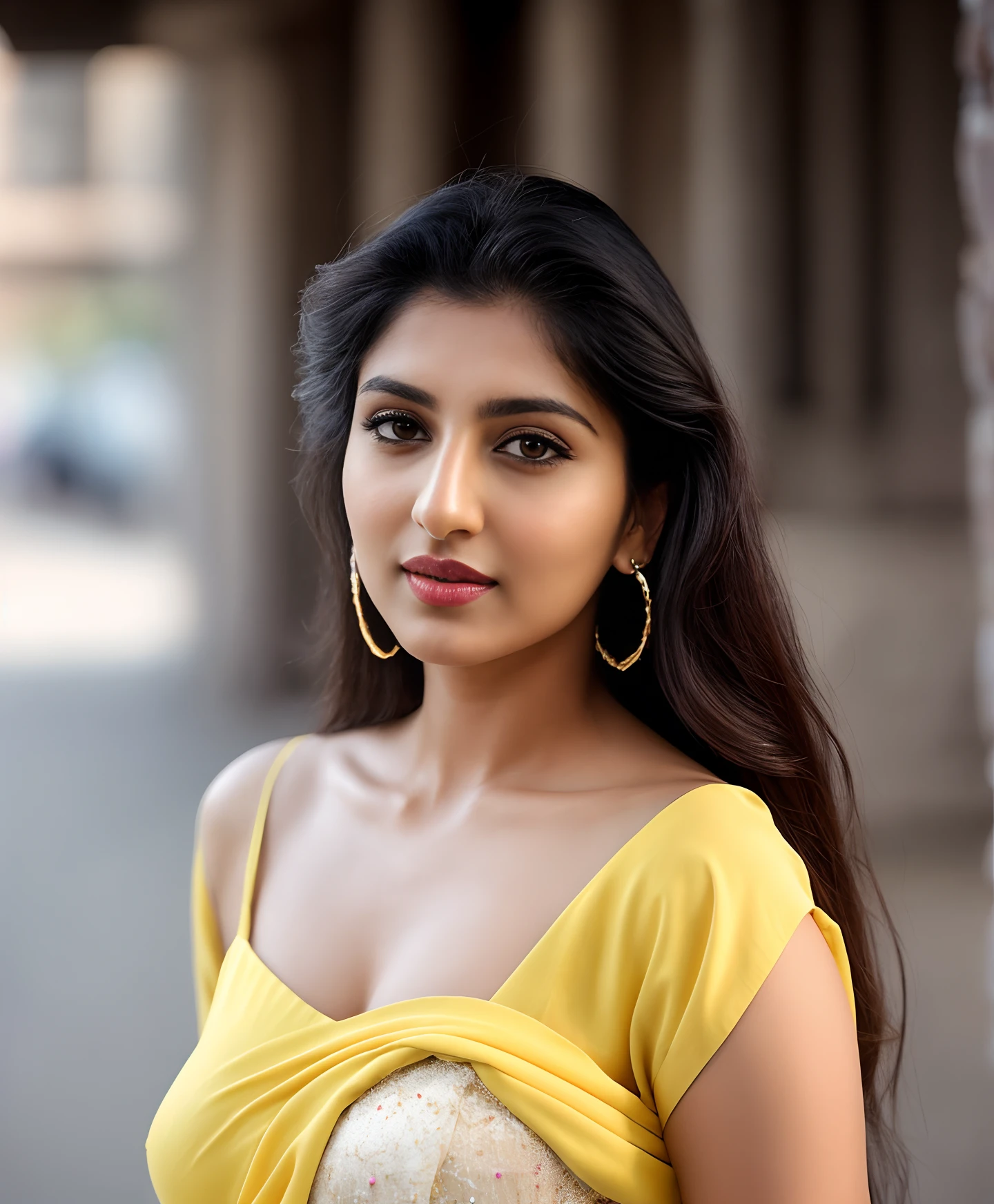 ((RAW, analog style)), face, extremely detailed full body color photo of a 29 y.o girl, beautiful face, beautiful eyes, ((small nose)), big natural lips, ((fabric dress)), medium breasts, healthy body, beach, ((film grain, skin details, high detailed skin texture, 8k hdr, dslr)), indian female model rubina tandon, close-up picture of rubina tandon, Sexy figure, hot looks, long hair, sparkling day dreams eyes, photography taken by t. K padmini, 1990s