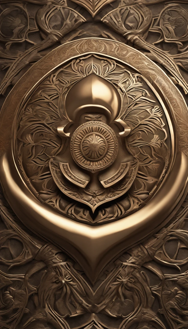 a shield,Tribal shields,well decorated,Pattern engraving,metalictexture,in a panoramic view,(Ultra Realistic Photo, super-fine,, the highest picture quality,。.。.3D,C4D, tmasterpiece