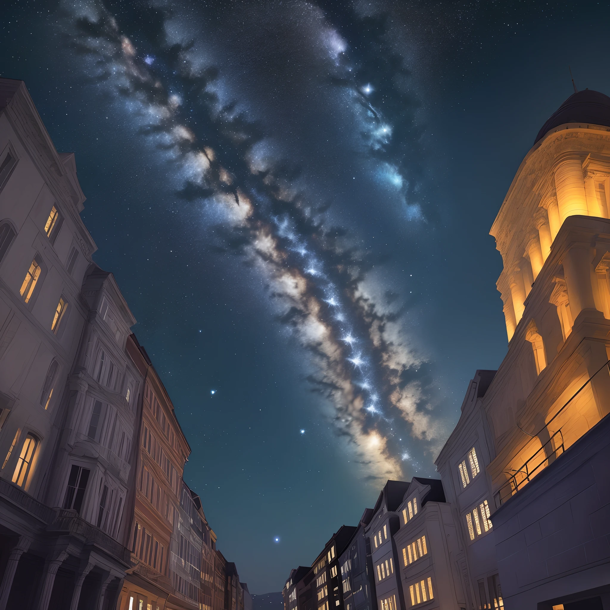 Space is suspended and the night sky is full of stars