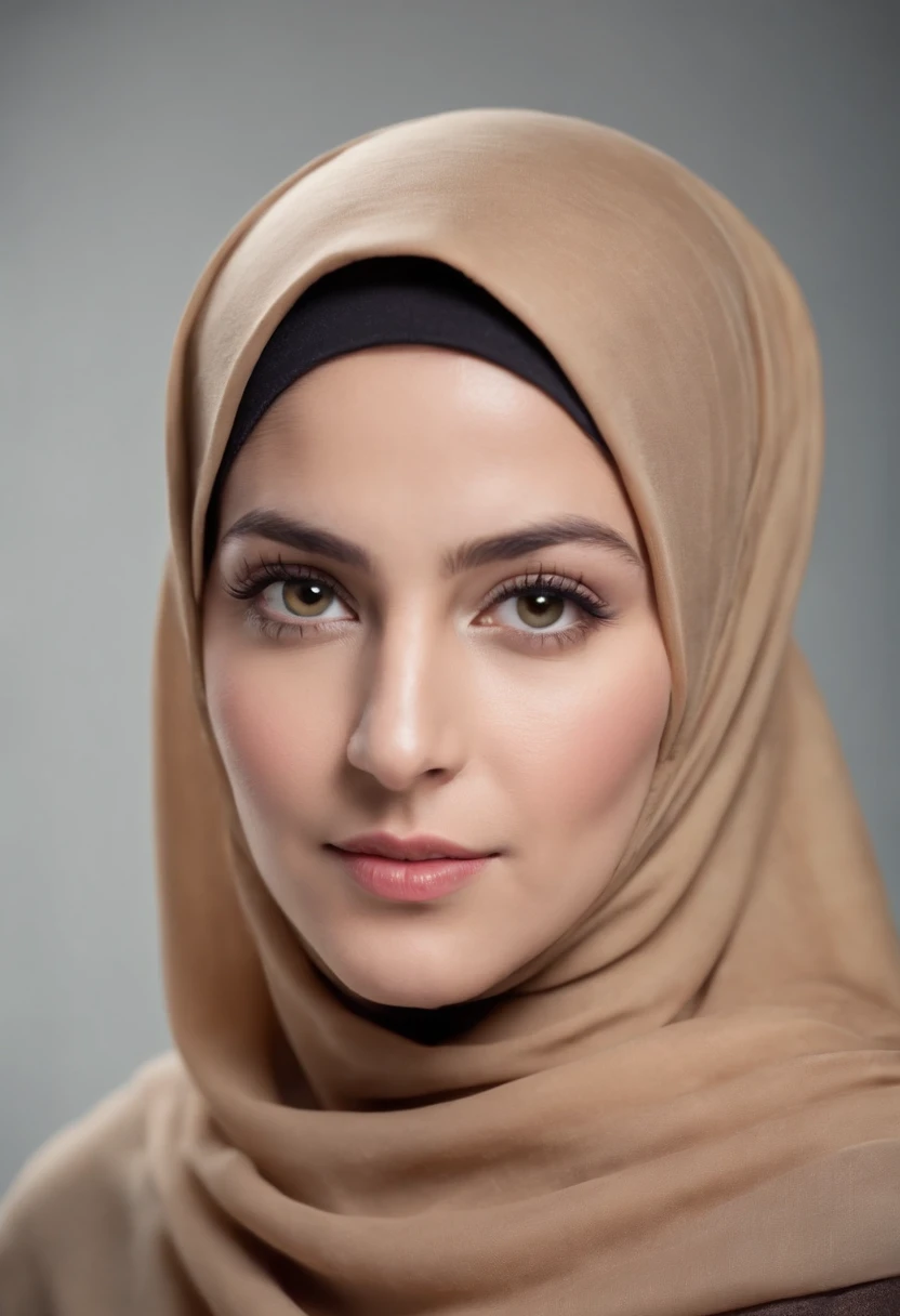 (a beautiful 30-year-old woman wearing a hijab, confident expression, bright eyes) her complete body is seen, realistic