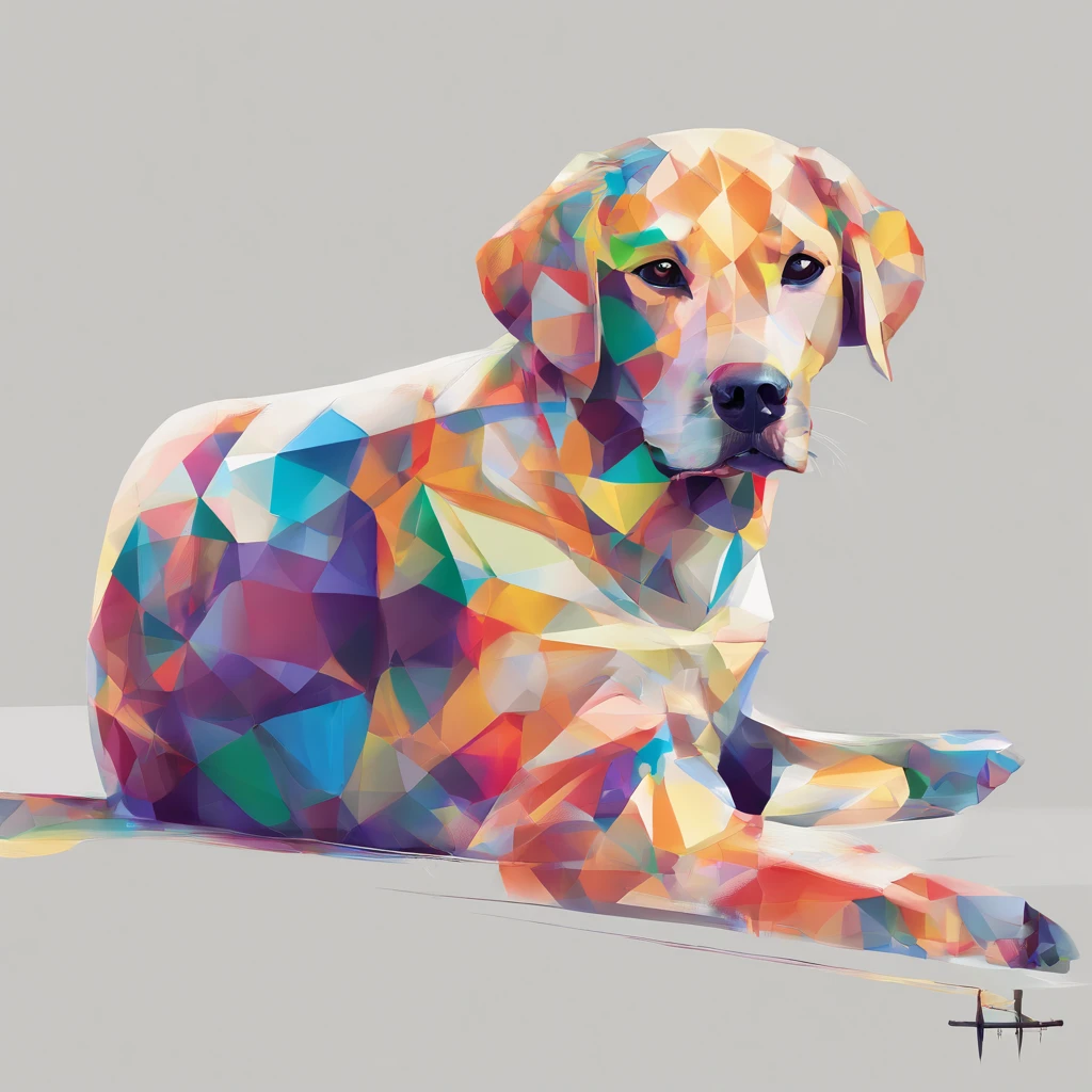 (cachorro labrador  ),(melhor pose),(best angle), (better expression), Eduardo Kobra acolchoamento ,multidimensional geometric wall PORTRAIT, arte, Chibi,Yang08k, lindo, Colouring,