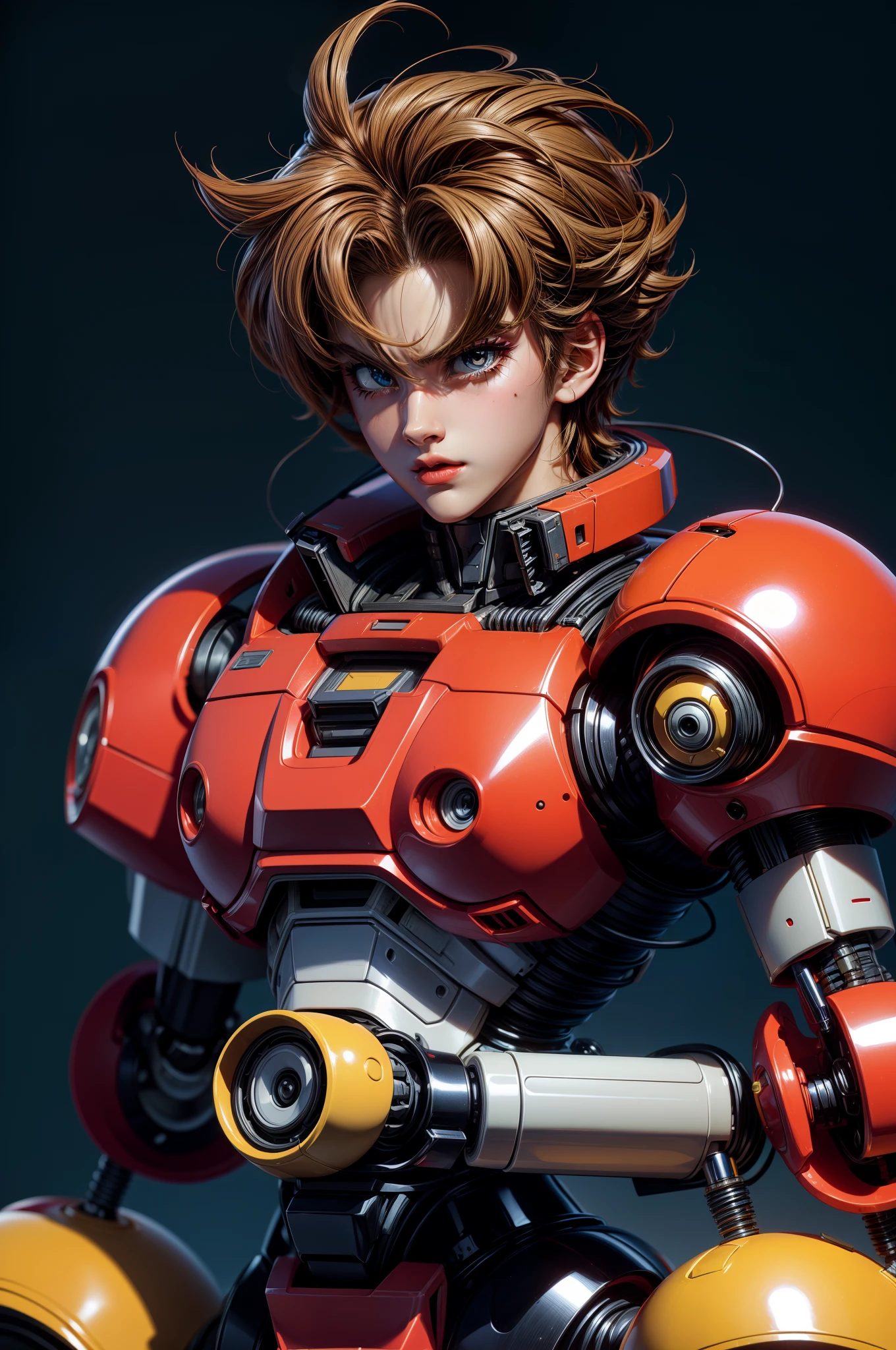 90’s Anime style robot made from computer parts.  in the style of 90's vintage anime, akira. anime line art.