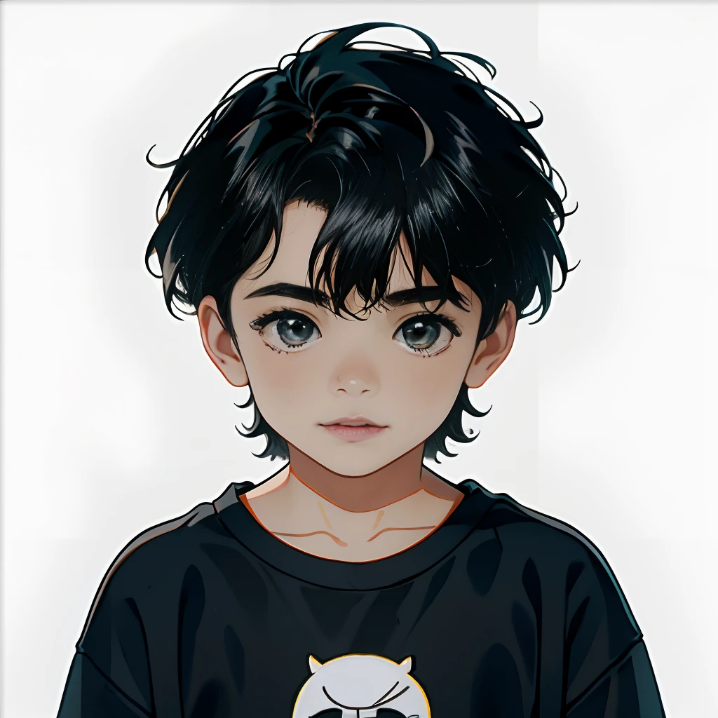 obra maestra, La mejor calidad, 8 , masculino, cabello negro, cabello corto, Small, diminuto, sticker,minimal background,riendo de buena gana
