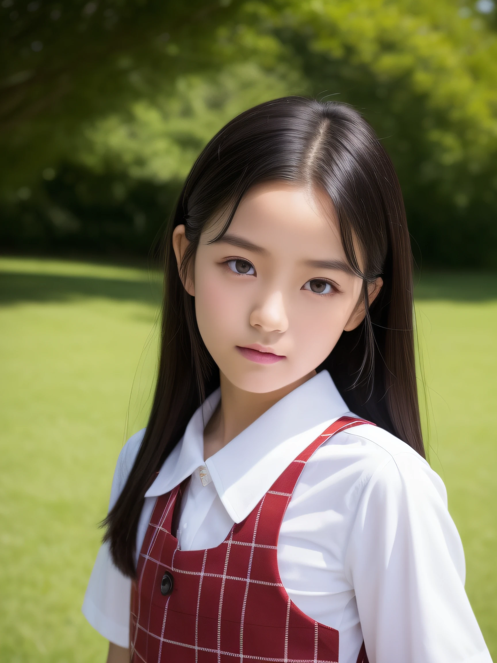 A beautiful woman with a twin-tailed Korean face and pure white skin with a cuteness full expression