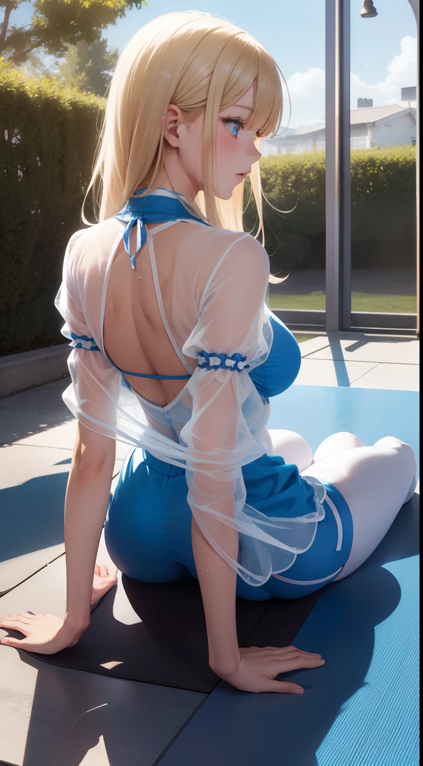 (((This photo was taken on a very bright white balcony.)))Clean and strong Japanese girl、((lie on the floor:1.3))、((From behind her:1.8))(()、((Beautiful neat face))、(big eyes)、Reality、detail,((turn around:1.Perfect pubic bone, 衣服detail, Red Sheer Graphic Turtleneck Jumpsuit,Red lace pattern half stockings,Radiant Skin、Spread your legs,Camel toe showing thigh!!!
