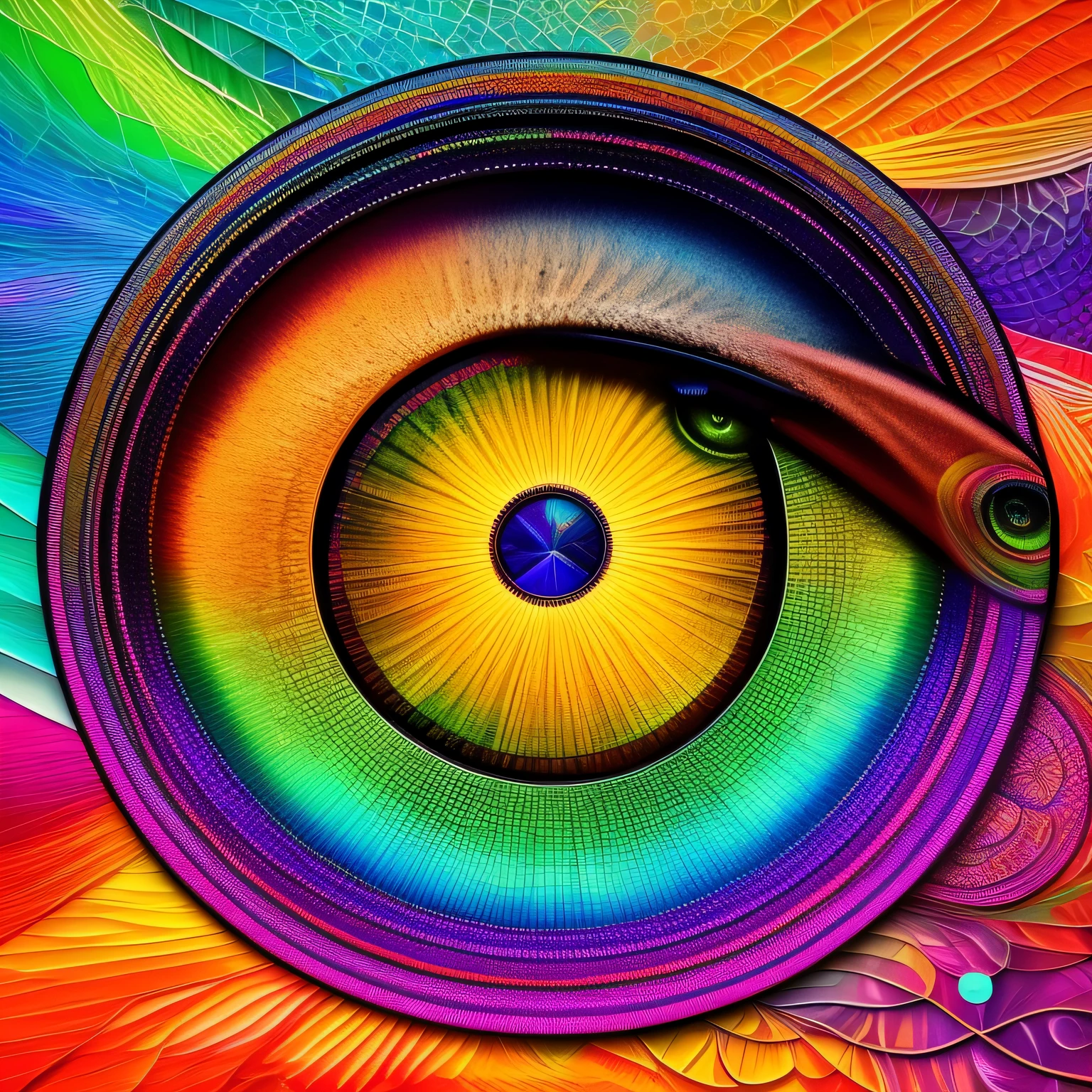 an intricate drawing of an eye, polygons, rainbowshift, Never Ending Loop