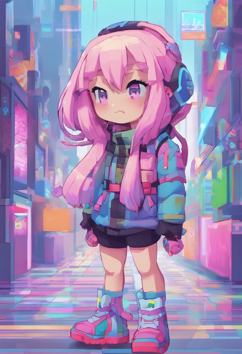 Cute little girl wrapped in transparent plastic, chibi, fluorescent translucent sports fashion trend clothing, wearing Nike shoes, candy color, simple and bright background, 3D toys, cyberpunk style, cinema4d, octane render, 3d model, collectible toys,Nendoroid,streetstyle,Pixar,big shoes , fashion trends, close-up, full body --ar 3:4 --q 2 50 --niji 5 --niji 5 --s 100 --style expressive --s 2