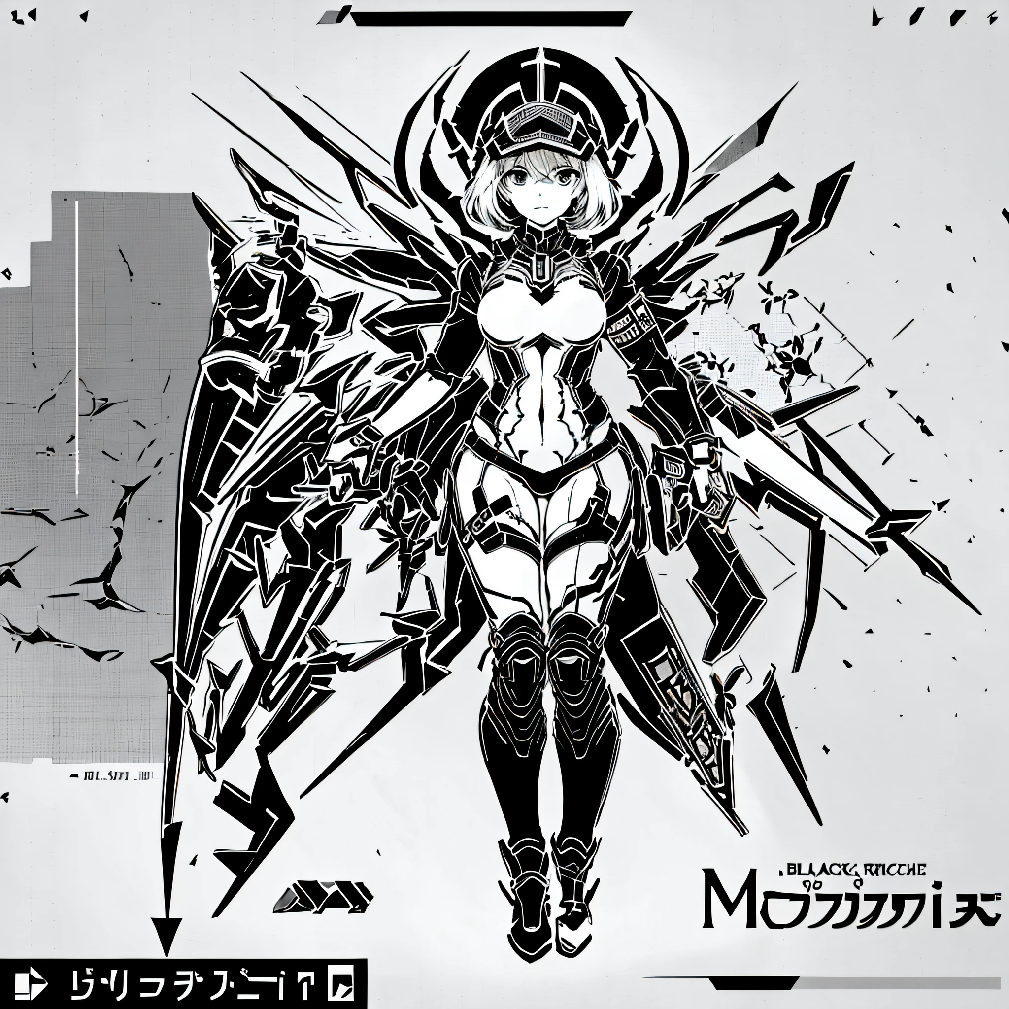 (masterpiece:1.2, best quality),
Graphic details, perfect design,
1girl,front,positive and negative space,Black and white portrait:1.4,Badges, circles, wings, graphics,Symbol, totem,white background,simple background,parody, solo, grey,rhodes island logo:1.6
,Military armband,Black and white negative graph:1.4