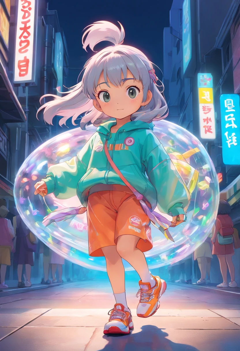 Cute little girl wrapped in transparent plastic, chibi, fluorescent translucent sports fashion trend clothing, wearing Nike shoes, candy color, simple and bright background, 3D toys, cyberpunk style, cinema4d, octane render, 3d model, collectible toys,Nendoroid,streetstyle,Pixar,big shoes , fashion trends, close-up, full body --ar 3:4 --q 2 50 --niji 5 --niji 5 --s 100 --style expressive --s 2