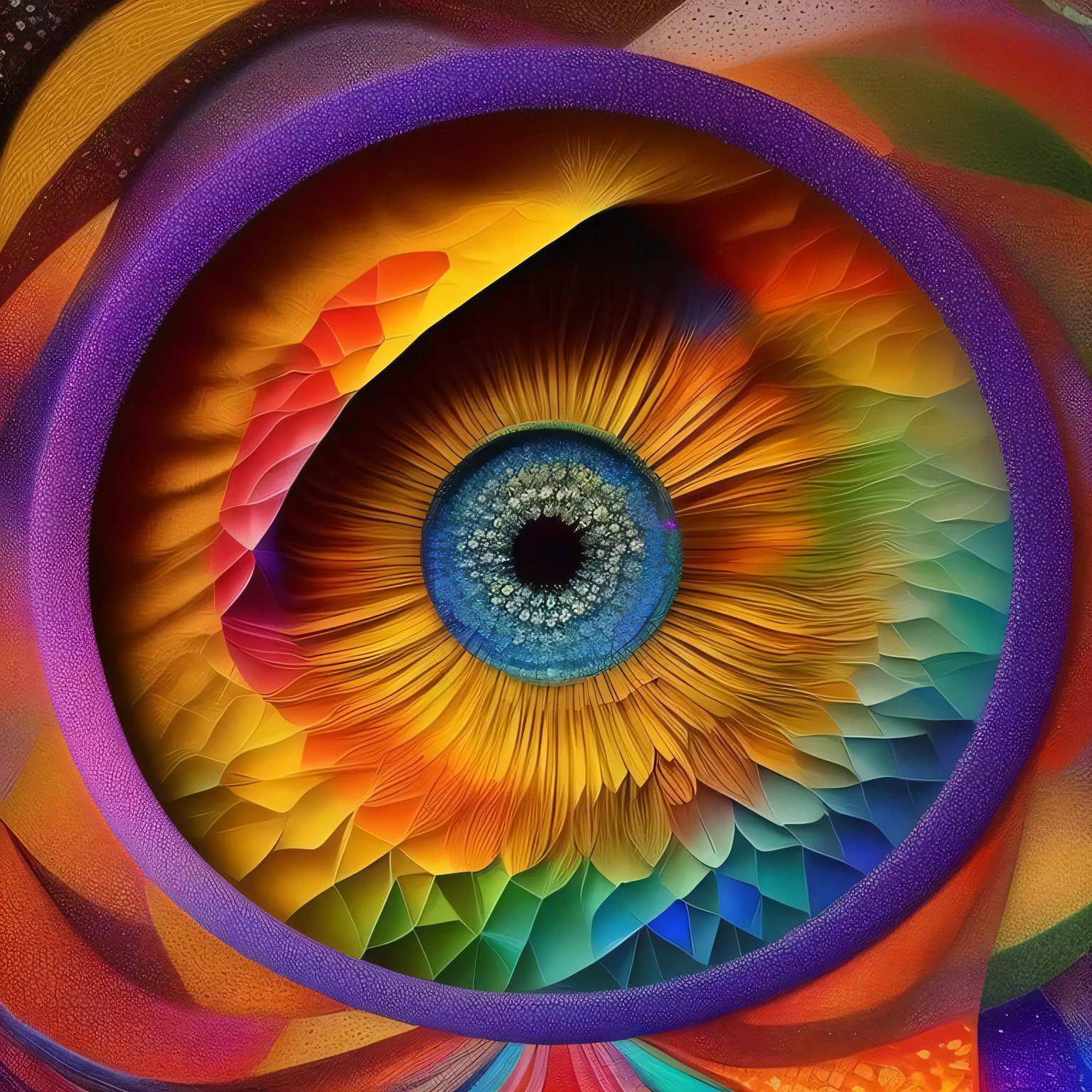 an intricate drawing of an eye, polygons, rainbowshift, Never Ending Loop