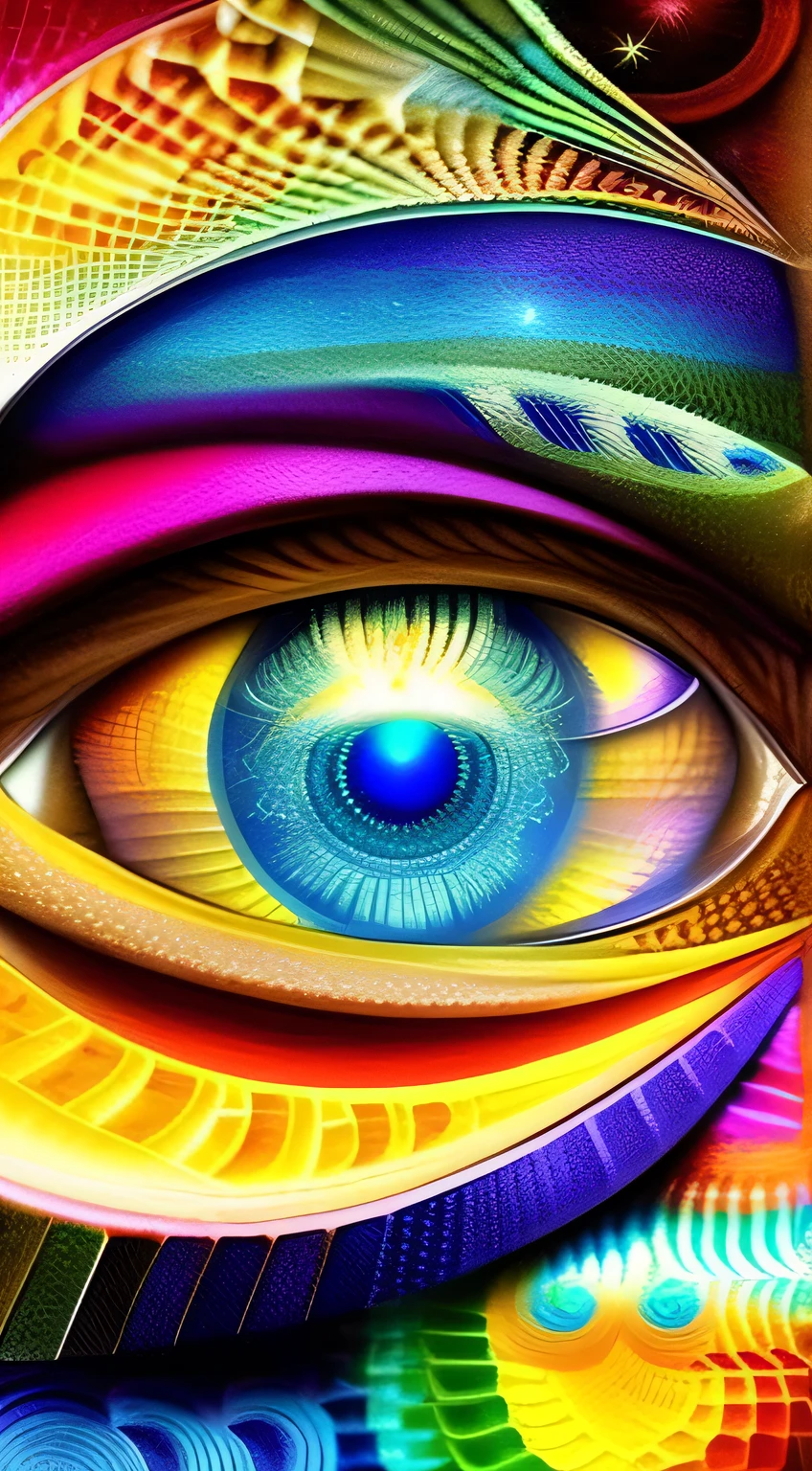 an intricate drawing of an eye, polygons, rainbowshift, Never Ending Loop