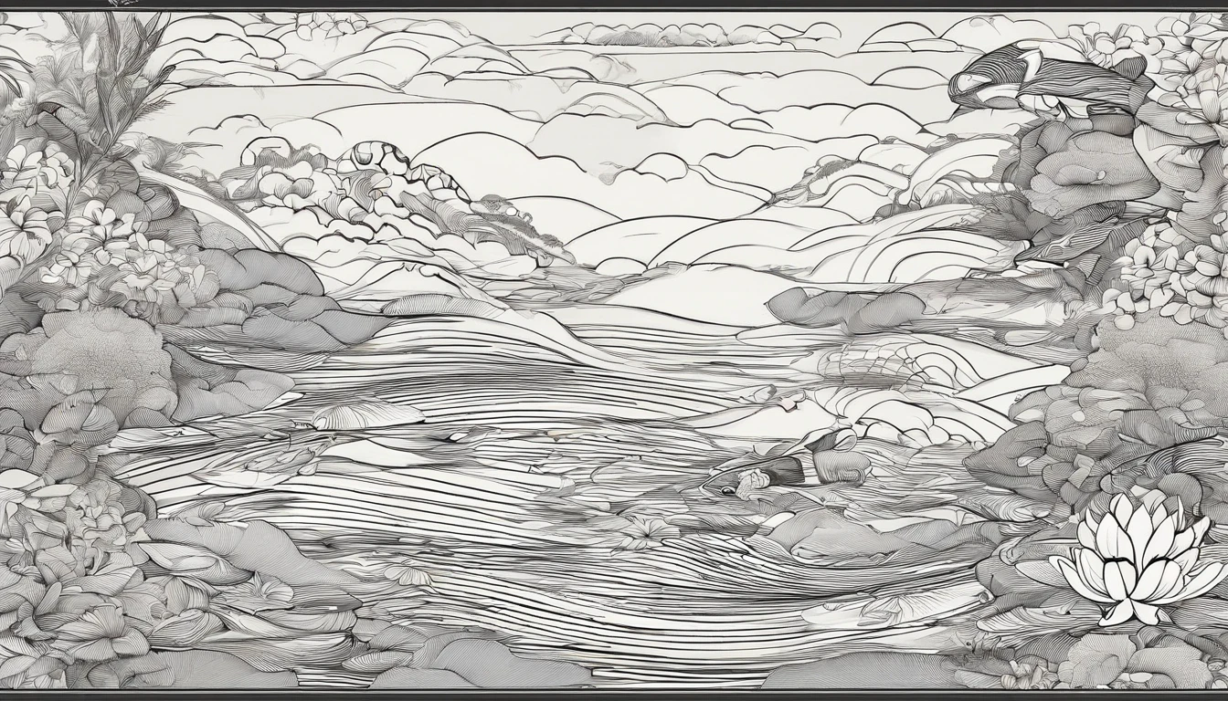 Outstanding art:1.9,Unsigned ink painting of a koi,The body of the carp is based on red,blue colors、black in color、Green decoration is embellished,Enhance the line stroke weight variation of a picture,Very artistic brushstrokes,Each section is orange、White Chinese dark eight immortal pattern,Lotus texture,Sword texture,Yin-Yang plate texture,Flute texture,Top official digital art,s fractal art,Mathematical formula algorithm art,Inspired by traditional Chinese auspicious textures,Inspired by Dunhuang murals,Inspired by hair growth