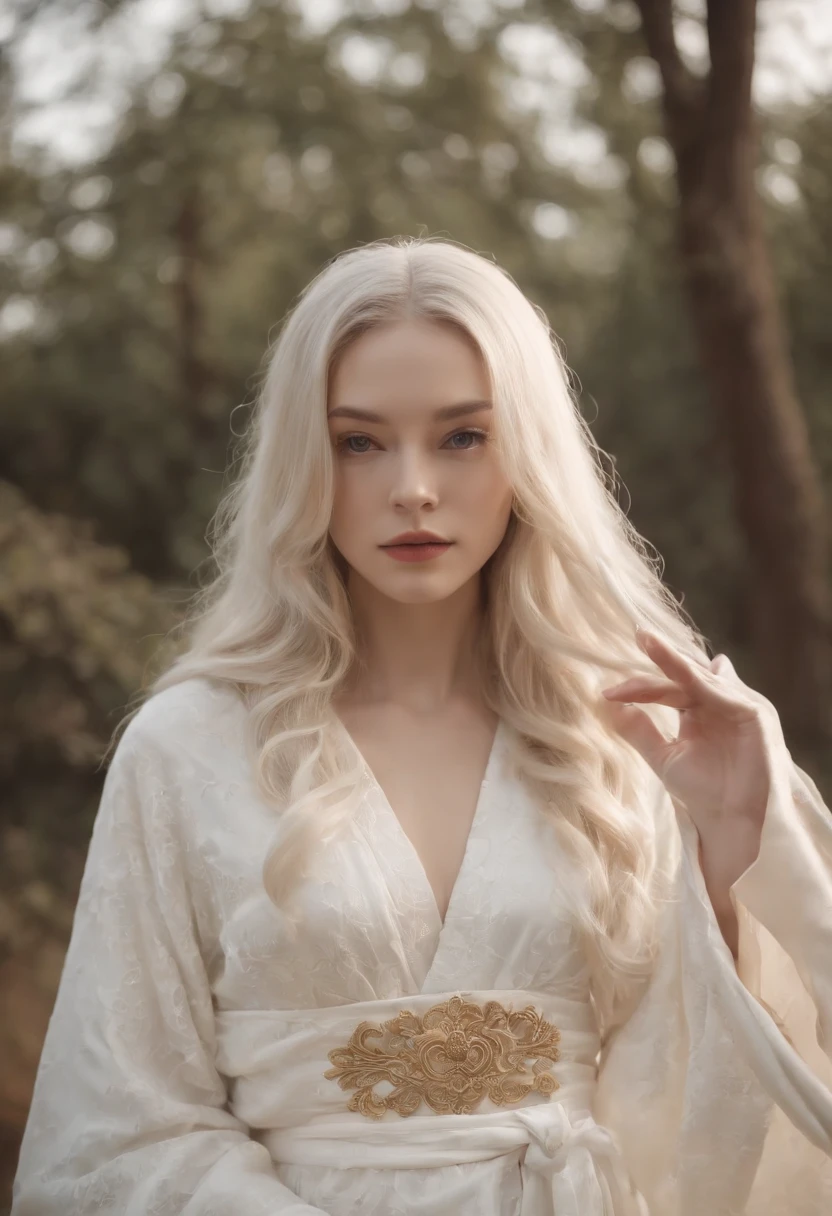 mistic，Young men，long whitr hair，Moon-white delicate robe，Ultra photo realsisim，photorealestic，Gold pattern，Gossip，Yin Yang Pisces，Heteropupil，Masks，Pout