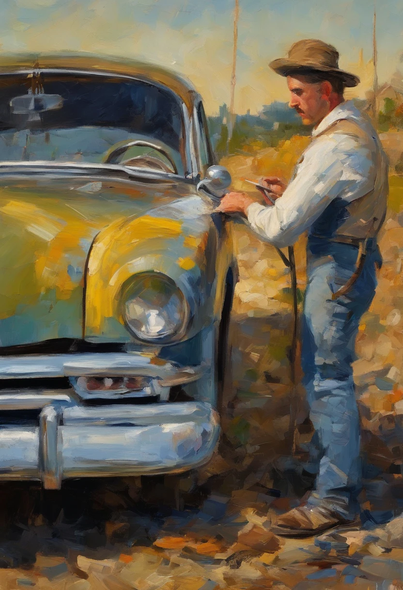 obra prima、qualidade superior、Manh、um close-up、com luz brilhante、felicidade、Cool morning sun、(spark:0.7) 、passear、Paisagens dois homens jovens, bonitos trabalhando em um carro em uma garagem, Mechanicalgirl, mechnical, inspect in inventory image, maintenance, advanced technique, editing, automotivo, Directed by: Matija Jama, Young charismatic mechanic, ombro na frente pose, Foto de Stock, maintenance photo, conhecimento intenso, trabalho profissional, highly technical, fundo interessante, Shutterstock, Directed by: Oskar Lüthy