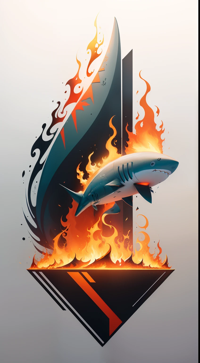 impresionante, arte vectorial, Creative logo design, Shark text logo, Artistic logo of Fire Line, Color design, Minimalista y puro - fuego , agregar efecto al final