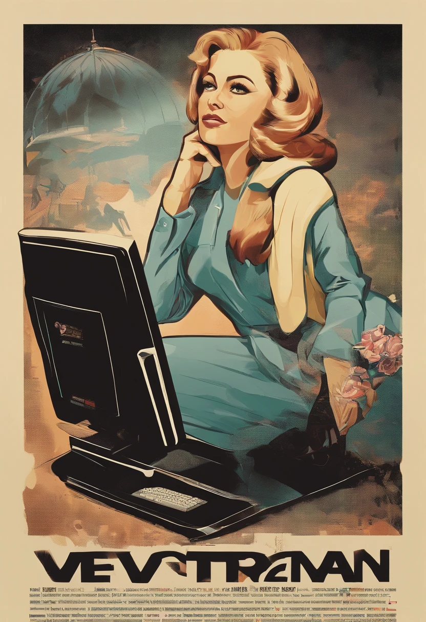 A woman who is,Looking at the PC,American dramas are playing on computer screens