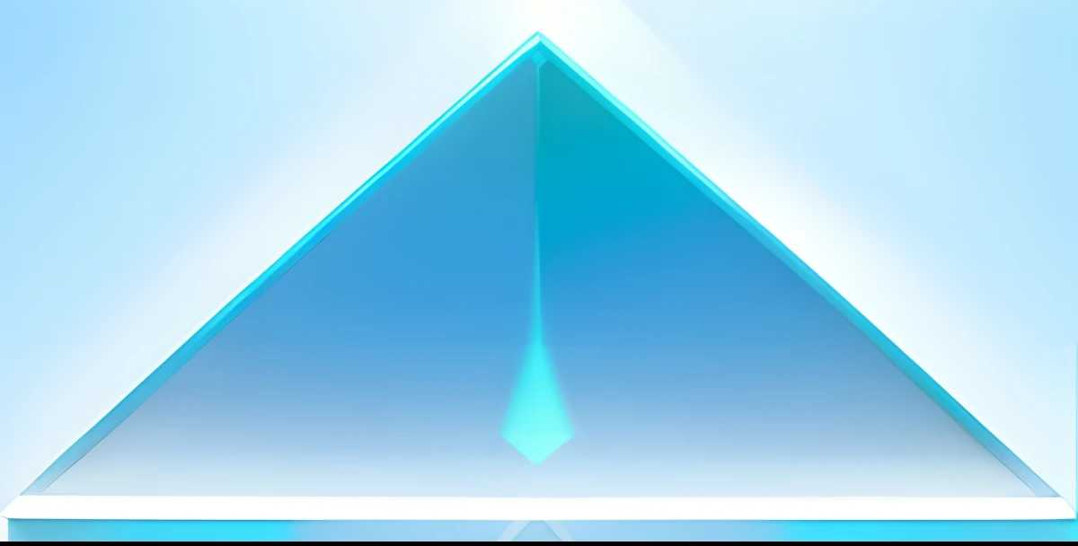 Alafed triangle with blue base isolated on white background, Arrow-shaped, Gradient from cyan to blue, angled, Medium Blue, Triangle, Blue border, cian, uniform plain sky, Up Angle View, Gradient Cyan, plain uniform sky, Low-Level View, Gradient Light Blue, cyan colors, tilted angle, Back shark fin, Blue image