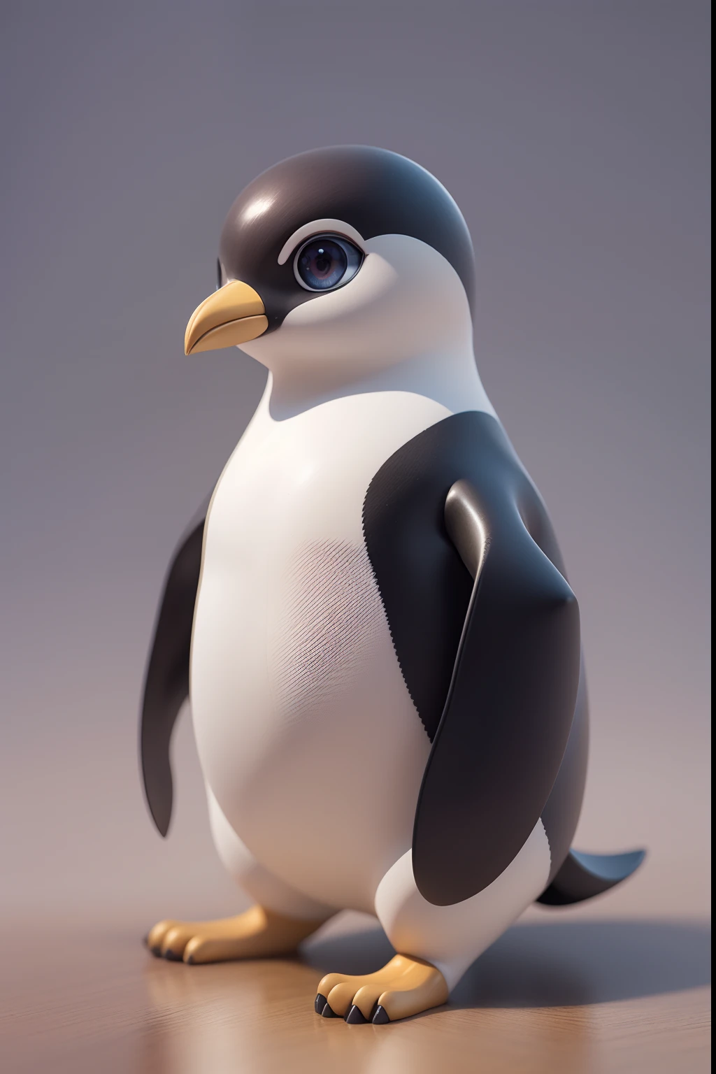 3D,best qualtiy,tmasterpiece,delicated,Penguin blind box,Lovely touch,Delicate head,Arm carving,Black and white body,Delicate paws,Depiction of facial features,Delicate facial features,Eye portrayal,Elaborate Eyes,Popmart blind box,Solid background,natural lightting,Best quality at best,hyper-detailing,arte 3D,c4d, OC renderer, 3Drenderingof