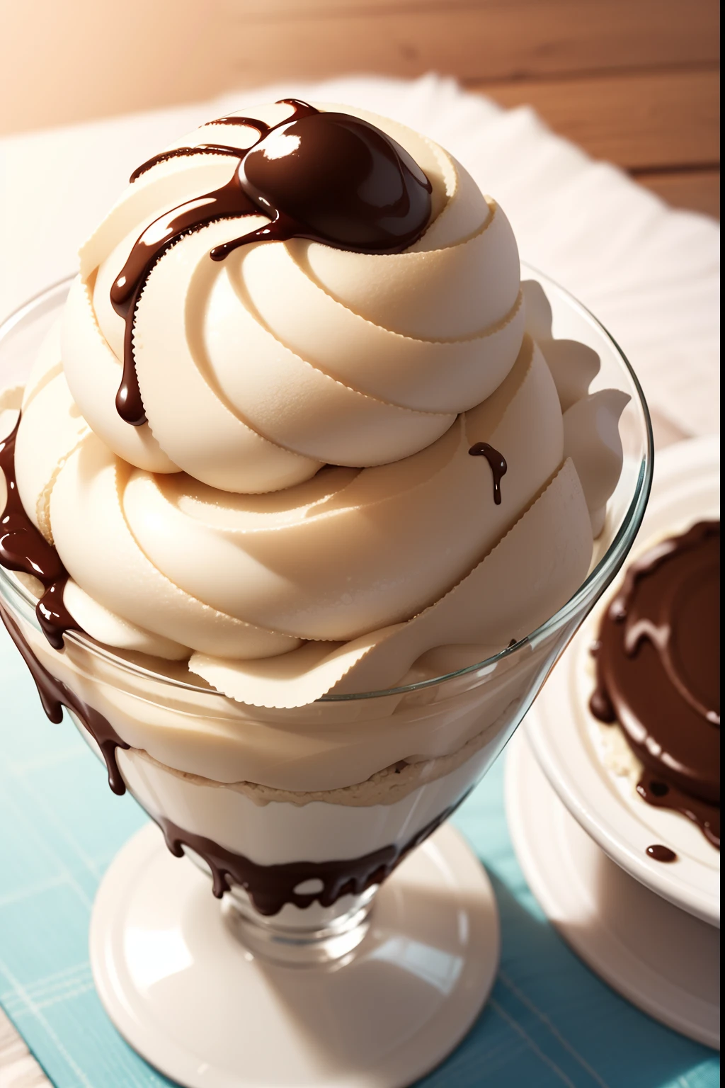 icecream,Drizzle with chocolate, Realistic and detailed images