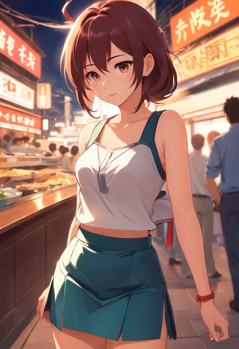 Miko sexy,short skirt,highr,slenderness,slim,Vest line,鎖骨,big breasts exposed cleavage,jk,with a good figure