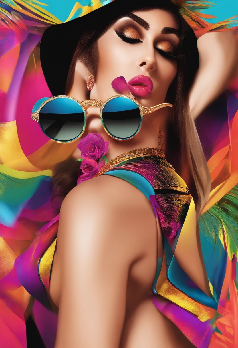 a woman model wearing sexy outfit gorgeous beautiful colorful bright vector 3d