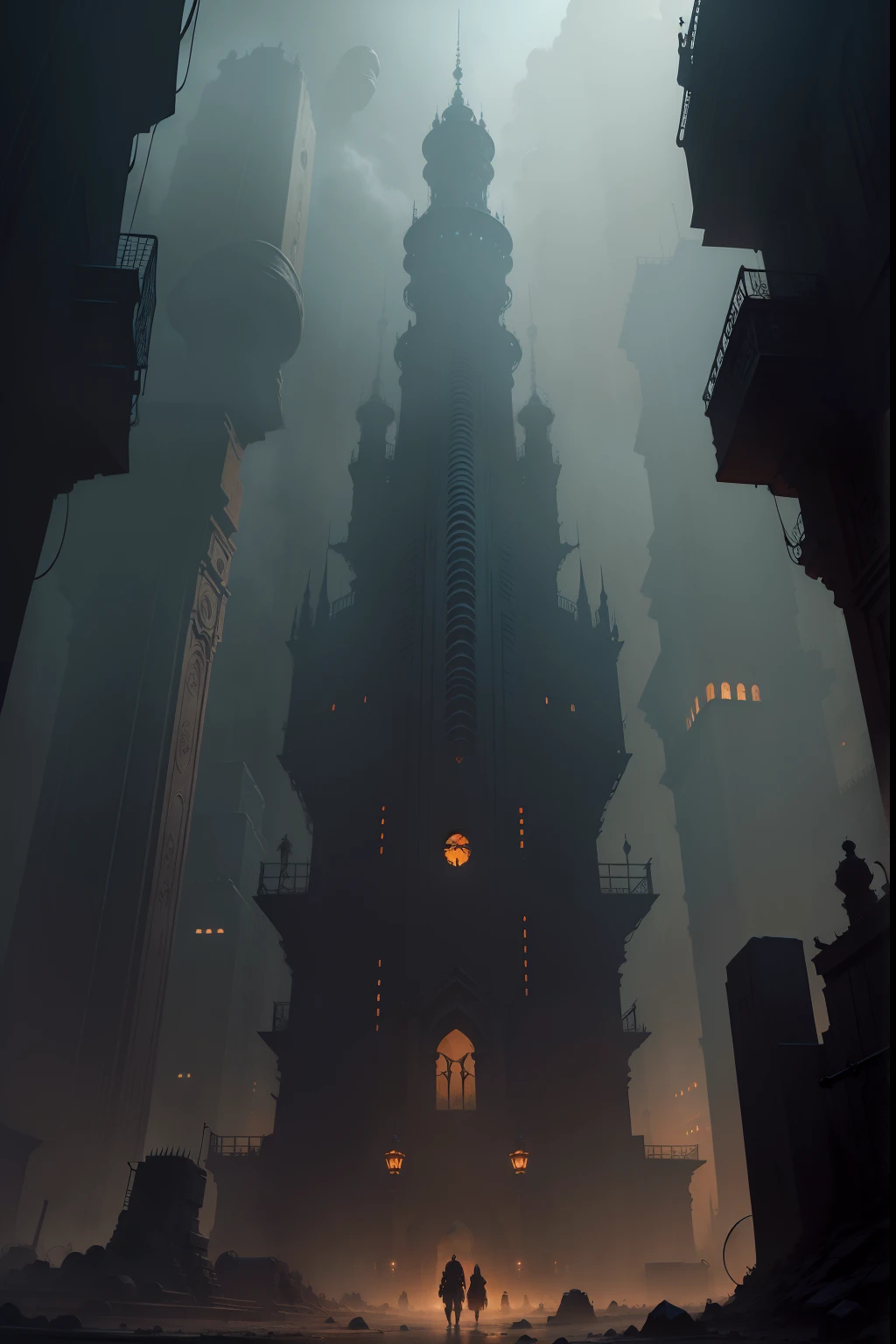 dark underground city, by andreas rocha and john howe style