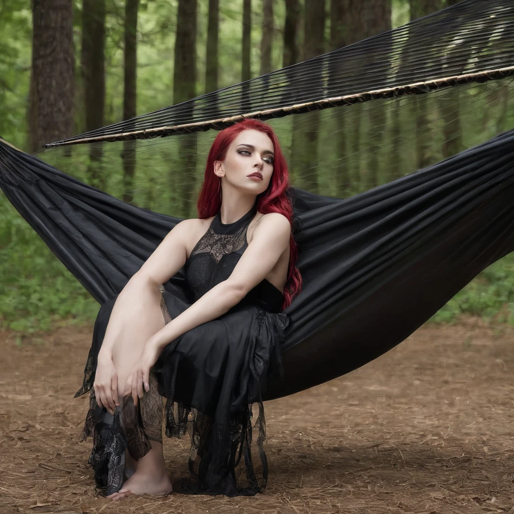 Girl with symbolic clothes of gothic hammock, 。.com (Arame farpado do corpo) cabelos morenos,Extremidades dos cabelos grisalhos