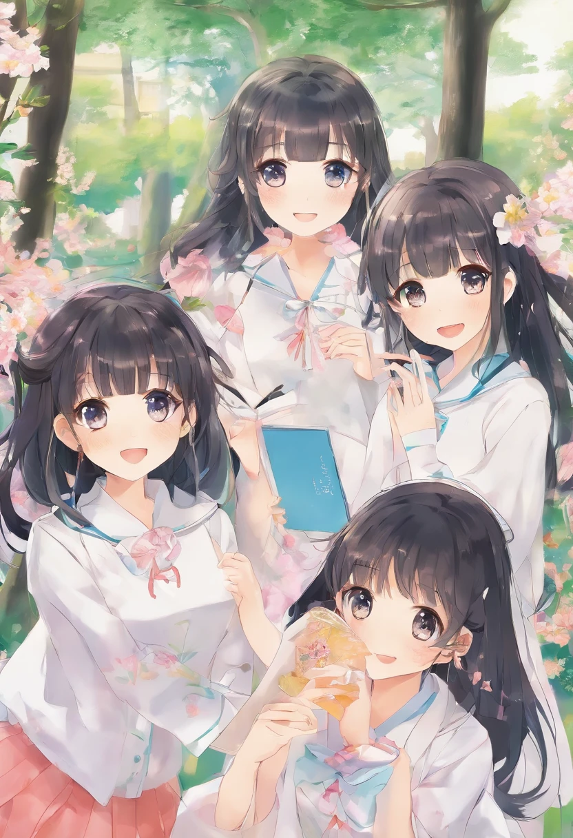 student clothes、Lovely smile、Refreshing 3 sisters、eyes large、Clear eyes face、Nice Buddy、Healthy body、Trendy fashion