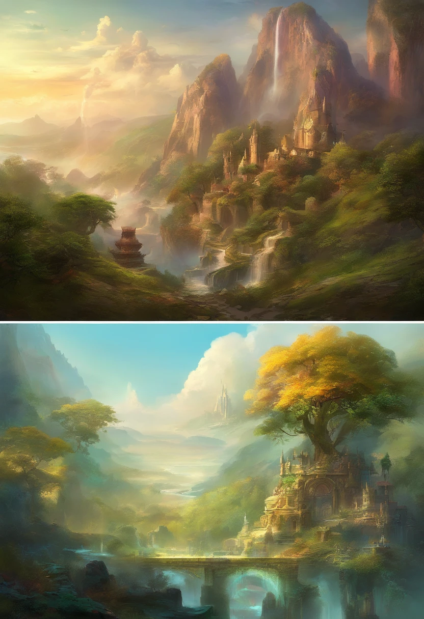(Scenes+main body) Surrealist biomechanical style, photorealistic landscapes, Simplified forms,(colours), UHD image, Li Shuxing, soft, Dreamscape 50 --v 5.2 --Style Original --AR 3:4 --s 2