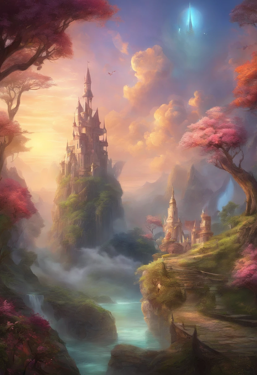 (Scenes+main body) Surrealist biomechanical style, photorealistic landscapes, Simplified forms,(colours), UHD image, Li Shuxing, soft, Dreamscape 50 --v 5.2 --Style Original --AR 3:4 --s 2