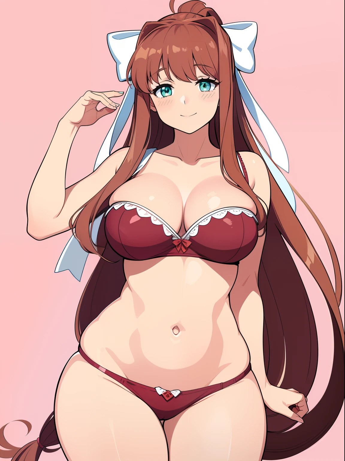 Monika (Clube de Literatura Doki Doki) bunda perfeita(altamente detalhado) despida nua seios gigantes mamilos detalhados pele lisa clara sorrindo bochechas extremamente rosadas
