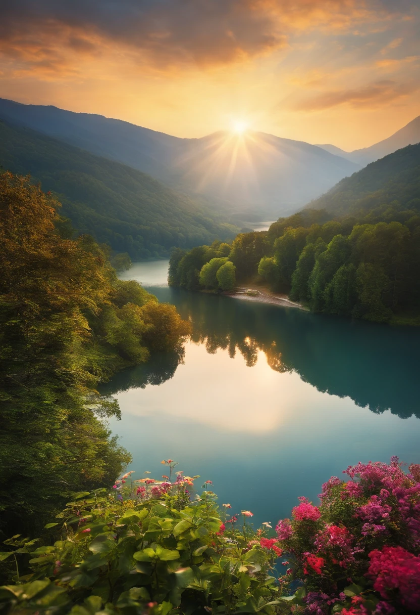morning、lake、mont、beautifly、emotional、Fantastical、Best Quality、masutepiece、