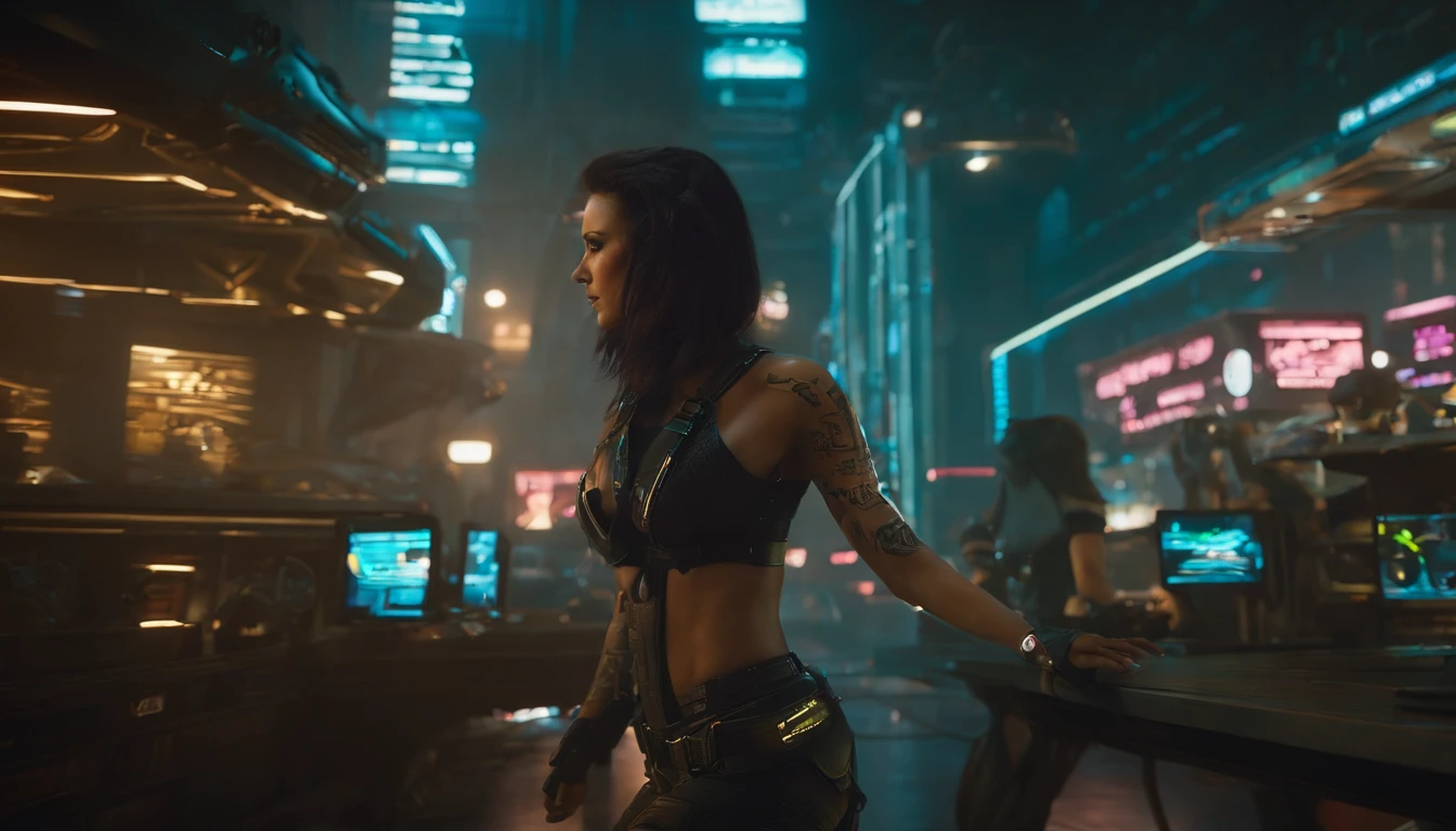 Saiyajin feminina gostosa, corpo esguio, quadris finos, seios grandes, usando armadura cyberpunk pesada completa com acabamento neon, orelhas de gato, rabo de gato, science fiction, cidade cyberpunk ao fundo, Gantz, No Estilo de Cyberpunk 2077, foto ultra realista, master part, best quality, CG, papel de parede, HDR, alta qualidade, high-definition, extremamente detalhado, {Rosto bonito e detalhado}, {belos olhos detalhados}, (luz detalhada){{detalhes intrincados}}, {Altas}, ((Rosto detalhado)), Neon light, Chiaroscuro, visual chave, detalhes intrincados, altamente detalhado, breath-taking, vibrante, cinemactic