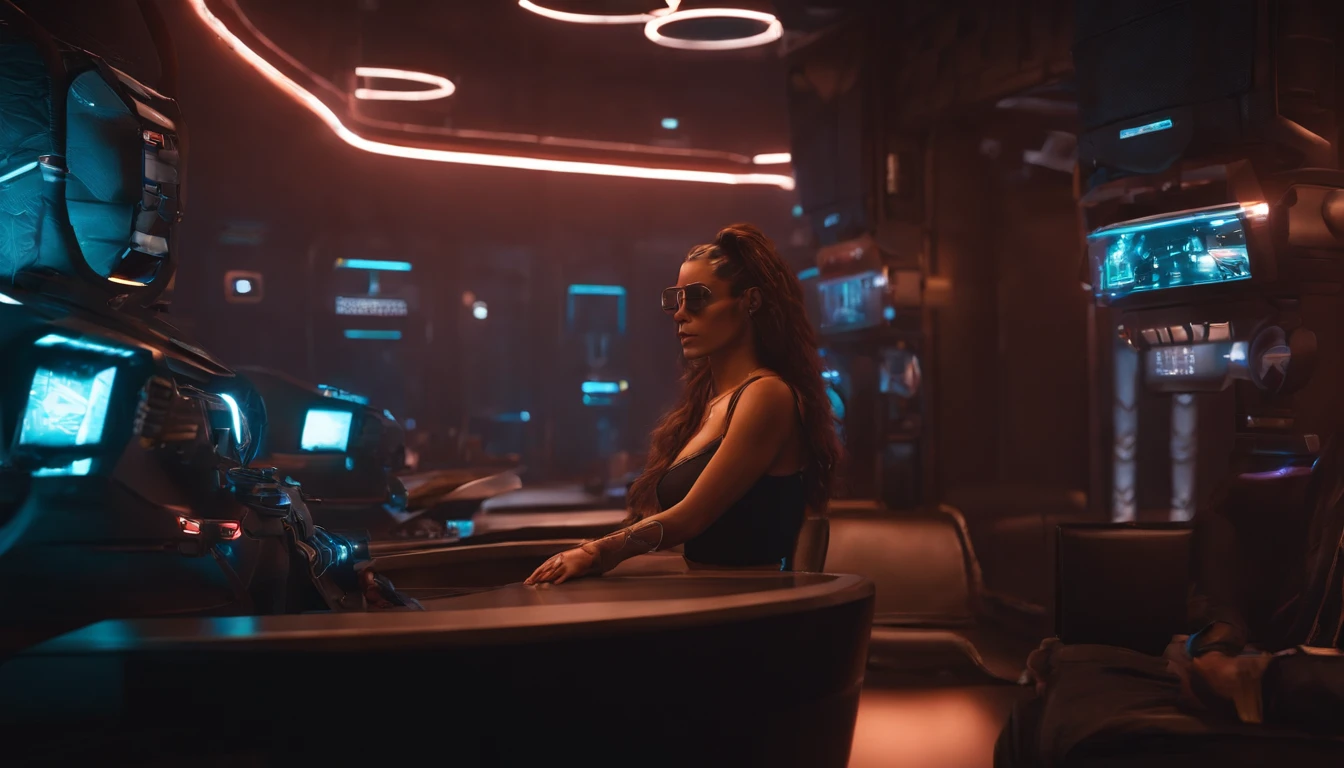 Saiyajin feminina gostosa, corpo esguio, quadris finos, seios grandes, usando armadura cyberpunk pesada completa com acabamento neon, orelhas de gato, rabo de gato, science fiction, cidade cyberpunk ao fundo, Gantz, No Estilo de Cyberpunk 2077, foto ultra realista, master part, best quality, CG, papel de parede, HDR, alta qualidade, high-definition, extremamente detalhado, {Rosto bonito e detalhado}, {belos olhos detalhados}, (luz detalhada){{detalhes intrincados}}, {Altas}, ((Rosto detalhado)), Neon light, Chiaroscuro, visual chave, detalhes intrincados, altamente detalhado, breath-taking, vibrante, cinemactic