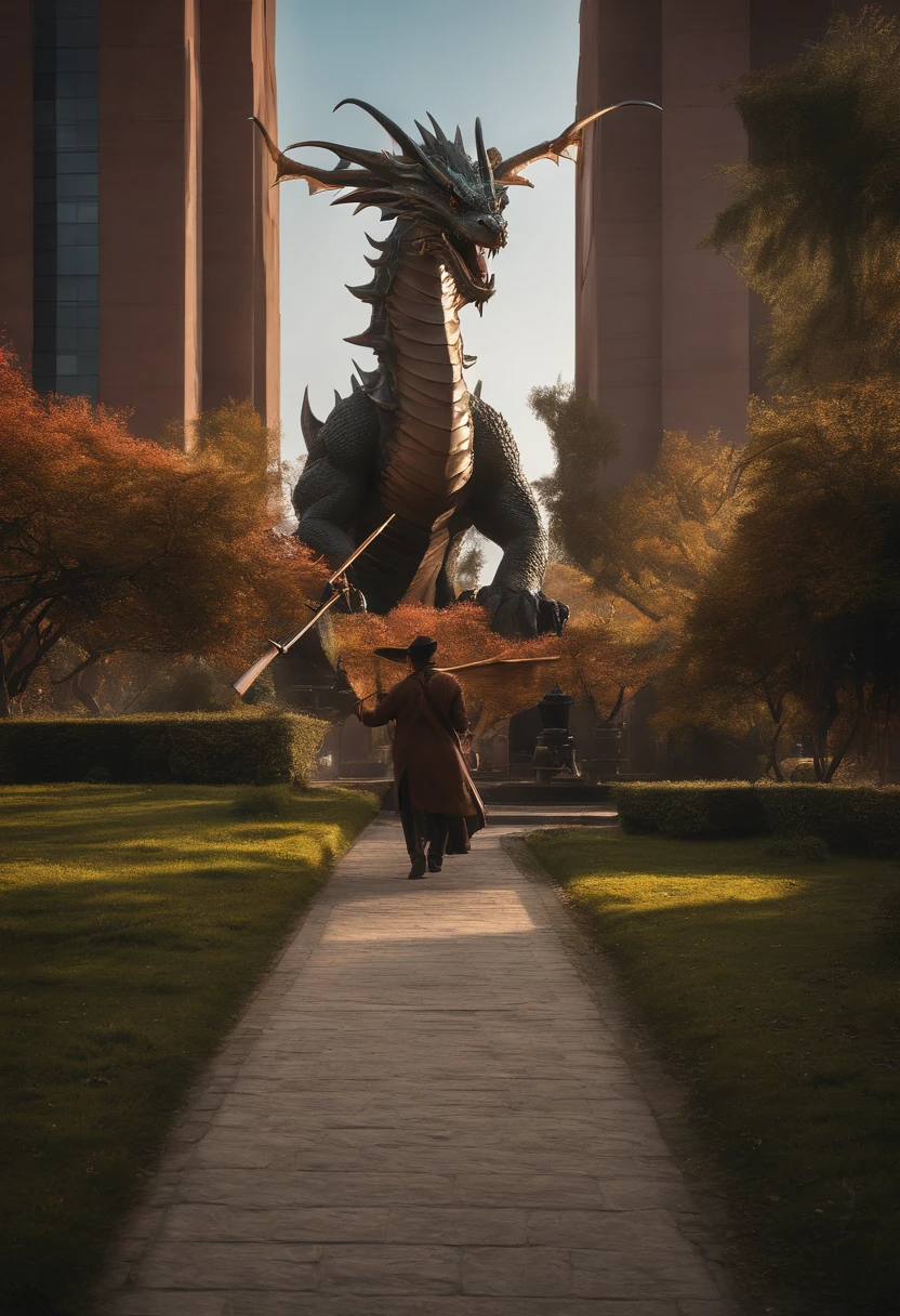 (Obra maestra, 插圖, La mejor calidad:1.2), Detallado, intrincado, 8k, HDR, cinematic lighting, foco nítido, Foto, , (Dragon, Dragon holding broom, sosteniendo escoba, Dragon Sweeping Path with Broom:1.2), escoba, Multiple wings, , Antecedentes detallados, Camino, (Ciudad Cyberpunk:1.2), Coches, gente, Ciudadanos, passers-by, Peaceful life,