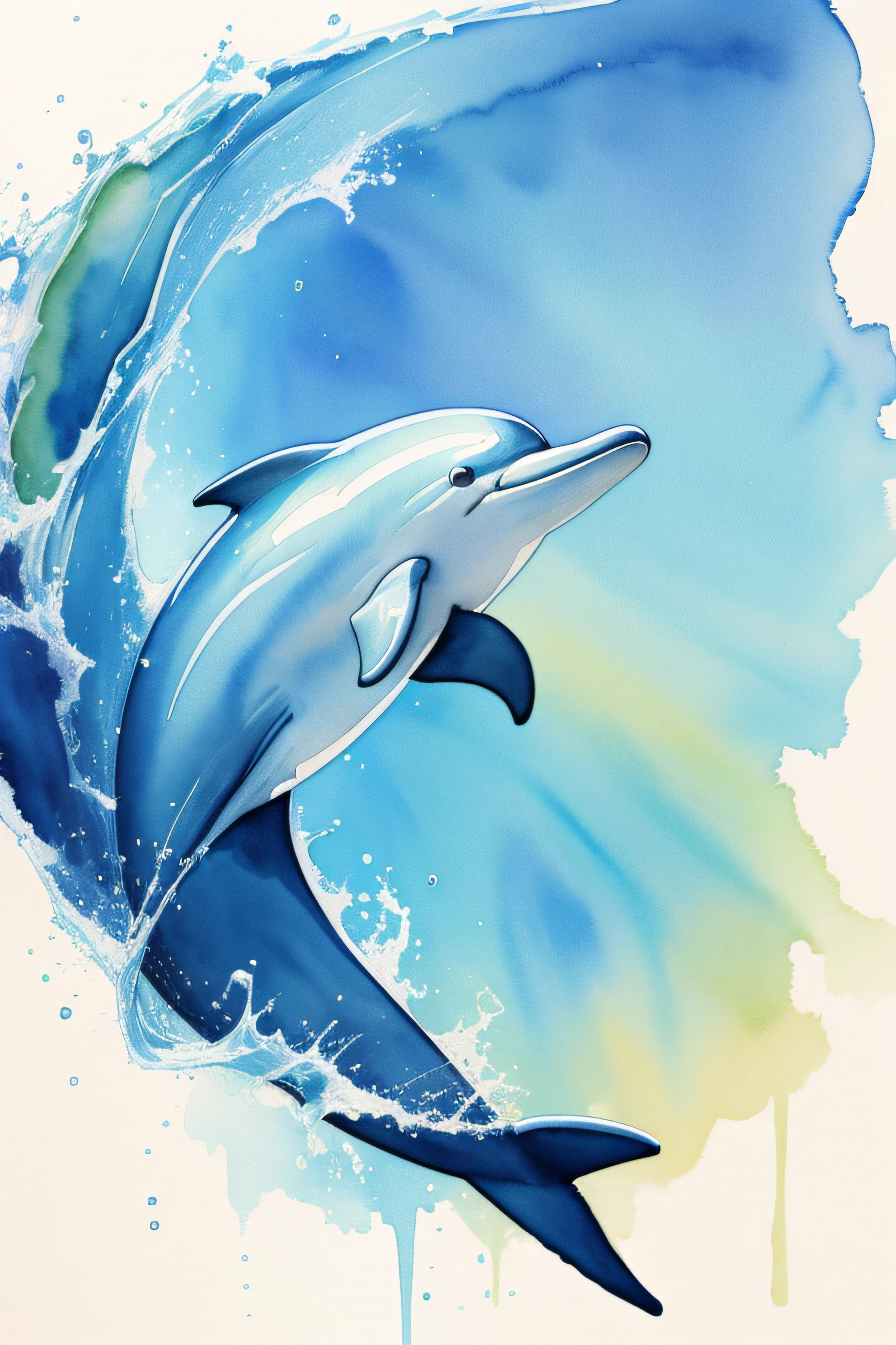 Watercolor dolphin