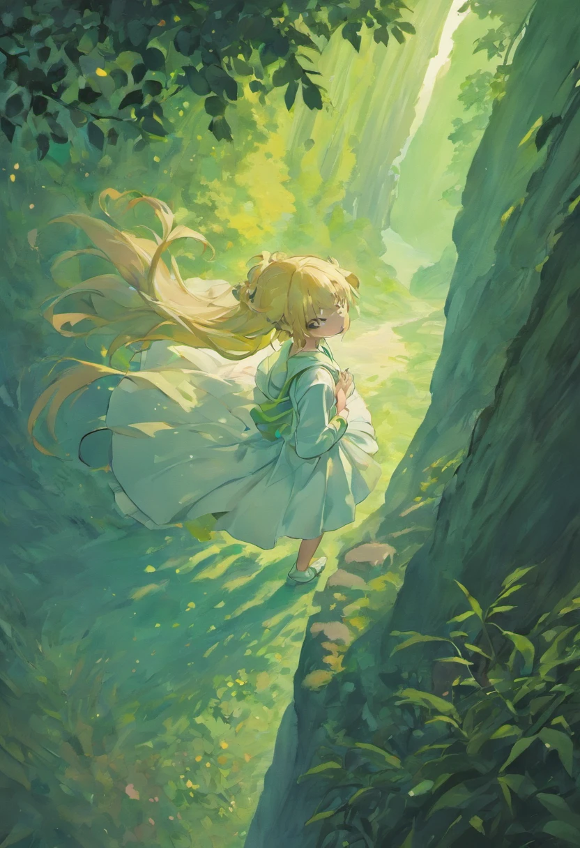 (Masterpiece:1.2, Best quality), ancient wind,A woman who is,white clothes,standing near a cliff,Looking down on the cliff below,the night,Bright moonlight,ln the forest