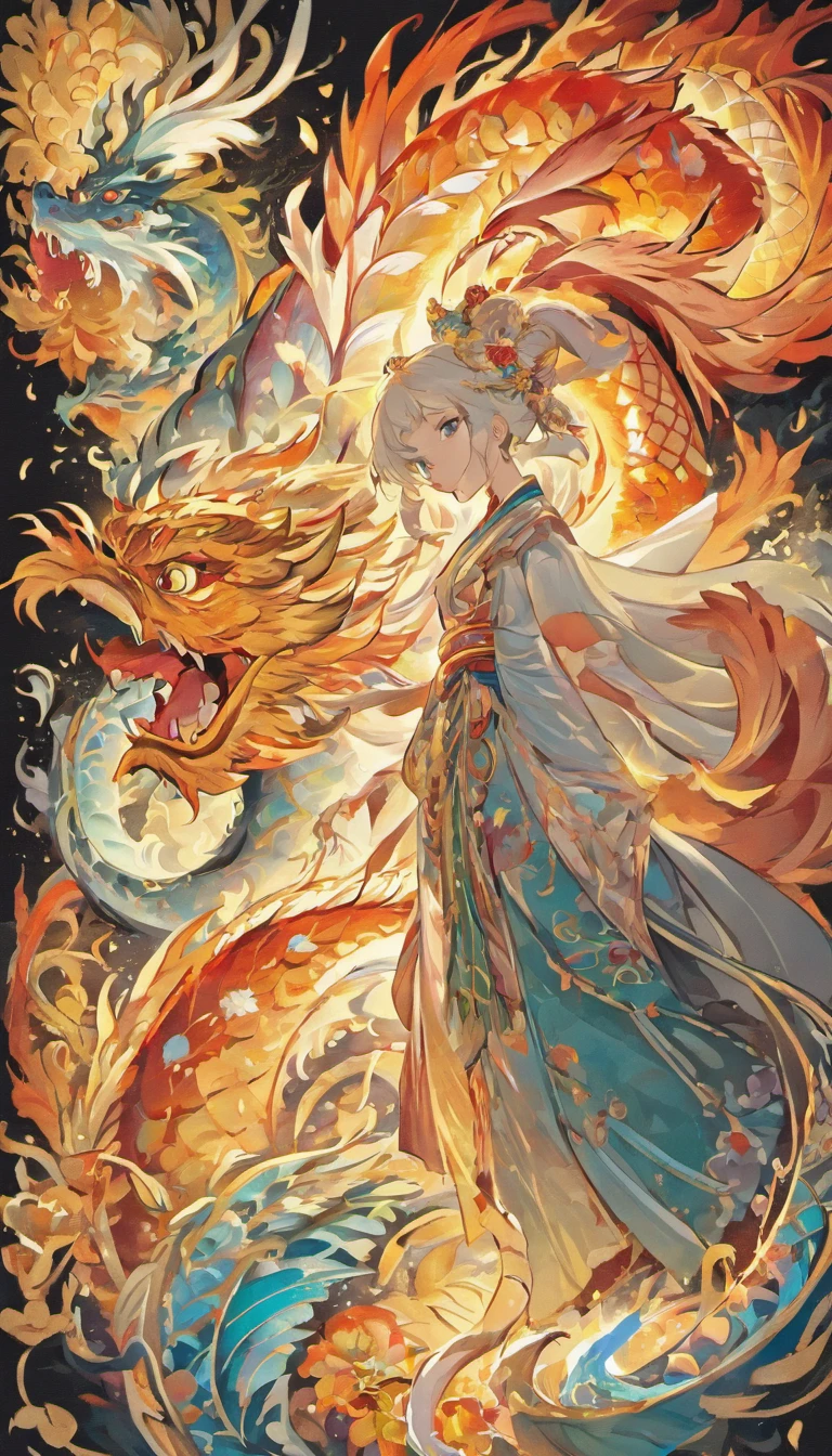 (Cloisonnism:1.2), White background , Chinese dragon, Oriental elements, reasonable design, Clear lines, (lineart, monochrome)