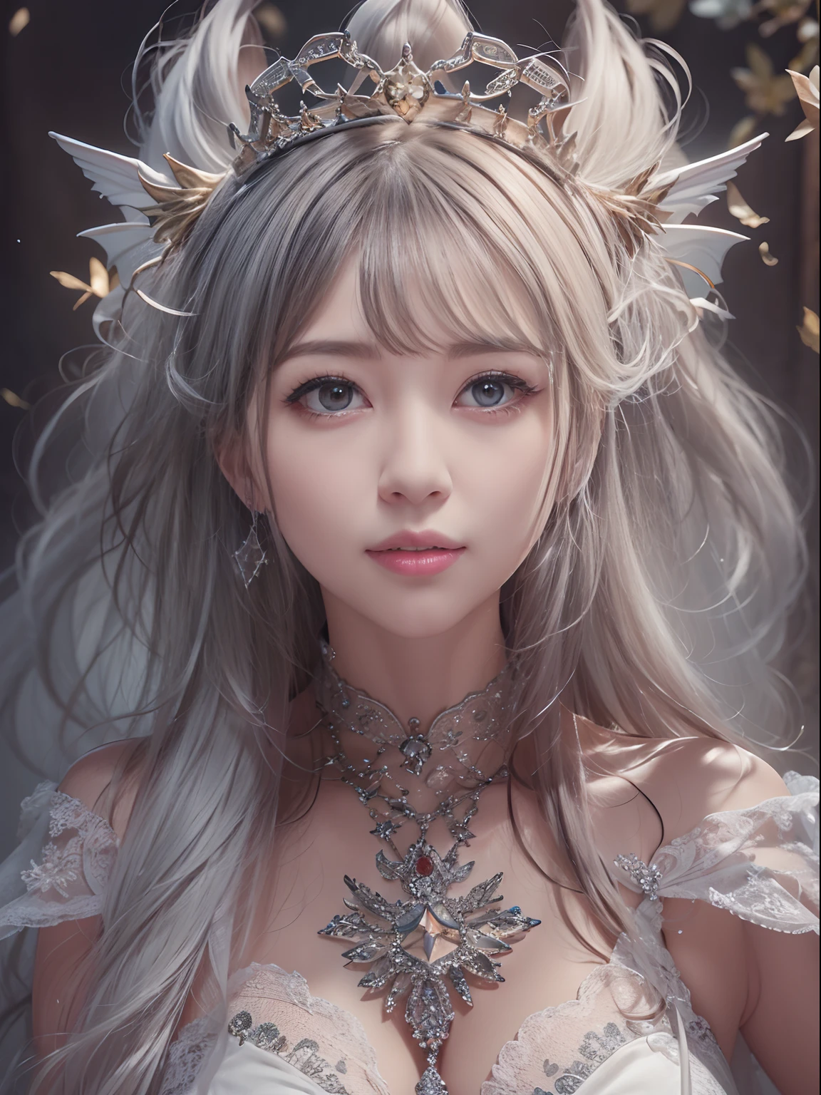 16k(tmasterpiece,K HD | | | | | |,hiper HD,16k)long flowing white hair,Quarto de joias no quarto dos fundos,rei branco, coroa de rainha, white dragon, Princess of Dragons, peitos grandes e pesados,Dragon Protector (realista:1.4),Python standard costume,Tiara roxo-rosa,Snowflakes fluttering,The background is pure,Keep your head up,Tenha orgulho,As narinas olham para as pessoas, A high resolution, O detalhe, Foto RAW, sharp re, Nikon D850 Film Stock Photo by Jefferies Lee 4 Kodak Portra 400 F1 Camera.6 tiros, cores ricas, Vivid ultra-realistic textures, dramatic lighting, Unreal Trend Engine Art Station, Cinestir 800,Keep your head up,Tenha orgulho, riqueza de detalhes, tecido tule, vestido com decote deslumbrante, As narinas olham para as pessoas, fotografia de corpo inteiro.