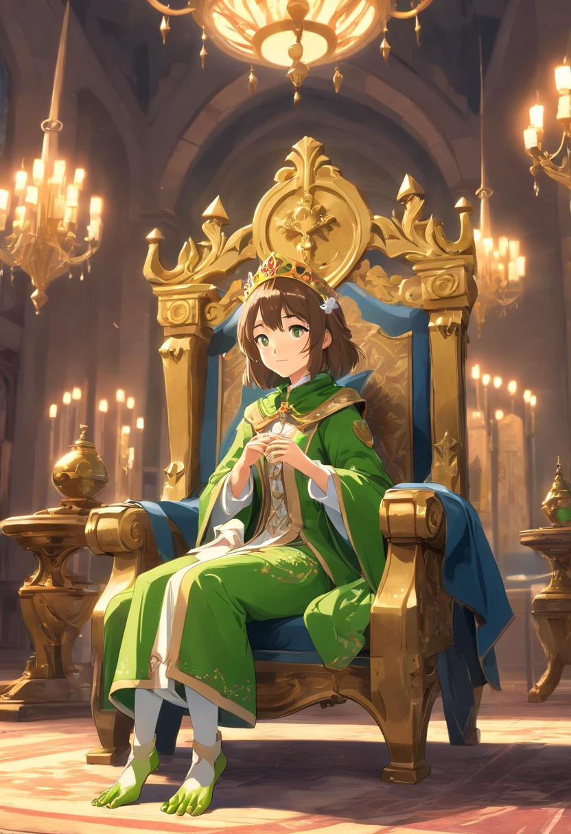 ((dressed in medieval European aristocratic clothes)), ((anthropomorphic humanoid frog)), intricate Gleebles work, ((throne room)), sumptuous decoration, aristocratic clothes, noble clothes , Small Head, Ogro Monstruzo, Titan, Leather Shoes, Soft Lighting, 32k, Hyper Realista , Background details are exquisite，The scene is surreal，Create a charming graphic style, NO humans,