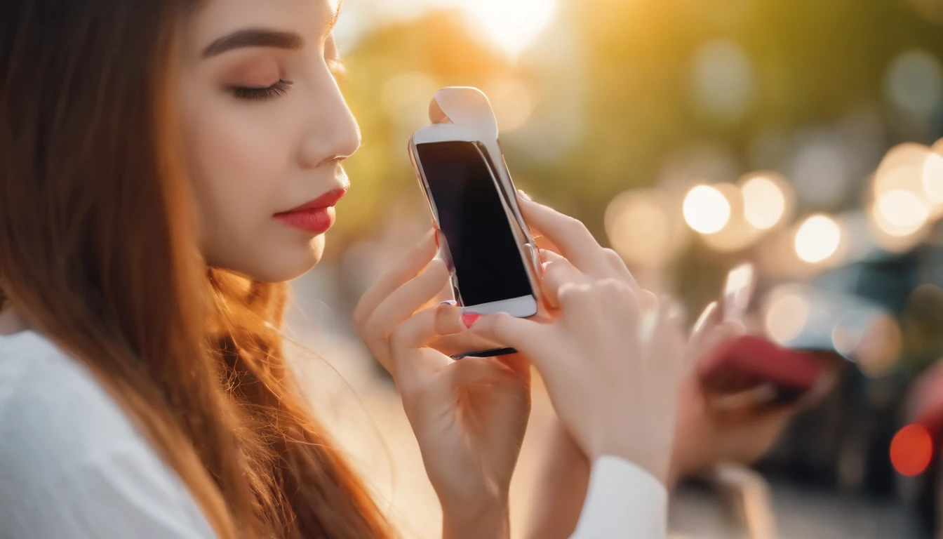 Young women taking photo to shoes with cell telephone or smartphone digital camera for post to sell online on the Internet and preparing pack product box.