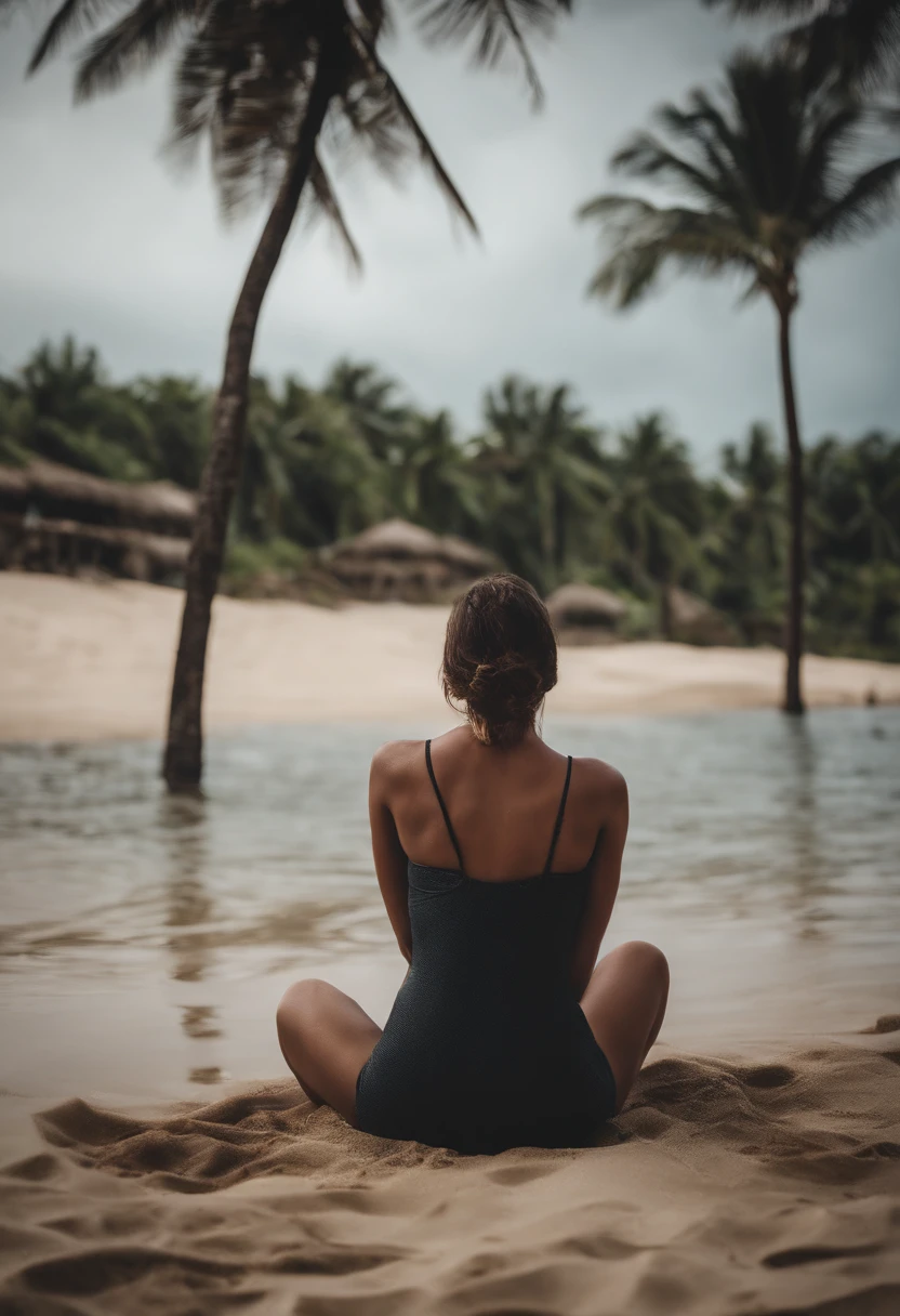 after the storm、South Island Beach、Drifting in my swimsuit, I drifted along the river、A Japanese woman waiting for help、Sit with your knees hugged、Looking out to sea、Composition from behind at an angle