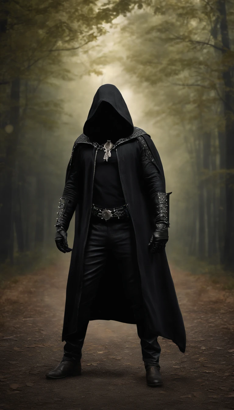 (The ghost of the black hood:1.5), (Extremely detailed CG Unity 16k wallpaper:1.1), (Noise Removal Strength: 1.45), (tmasterpiece:1.37), (Pose all over the body:1.4:), whole-length; head to toe; up front view; Glowing eyes; steampunc; Clockwork;  Demonic vibe; steampunc; whole-length; head to toe; up front view;